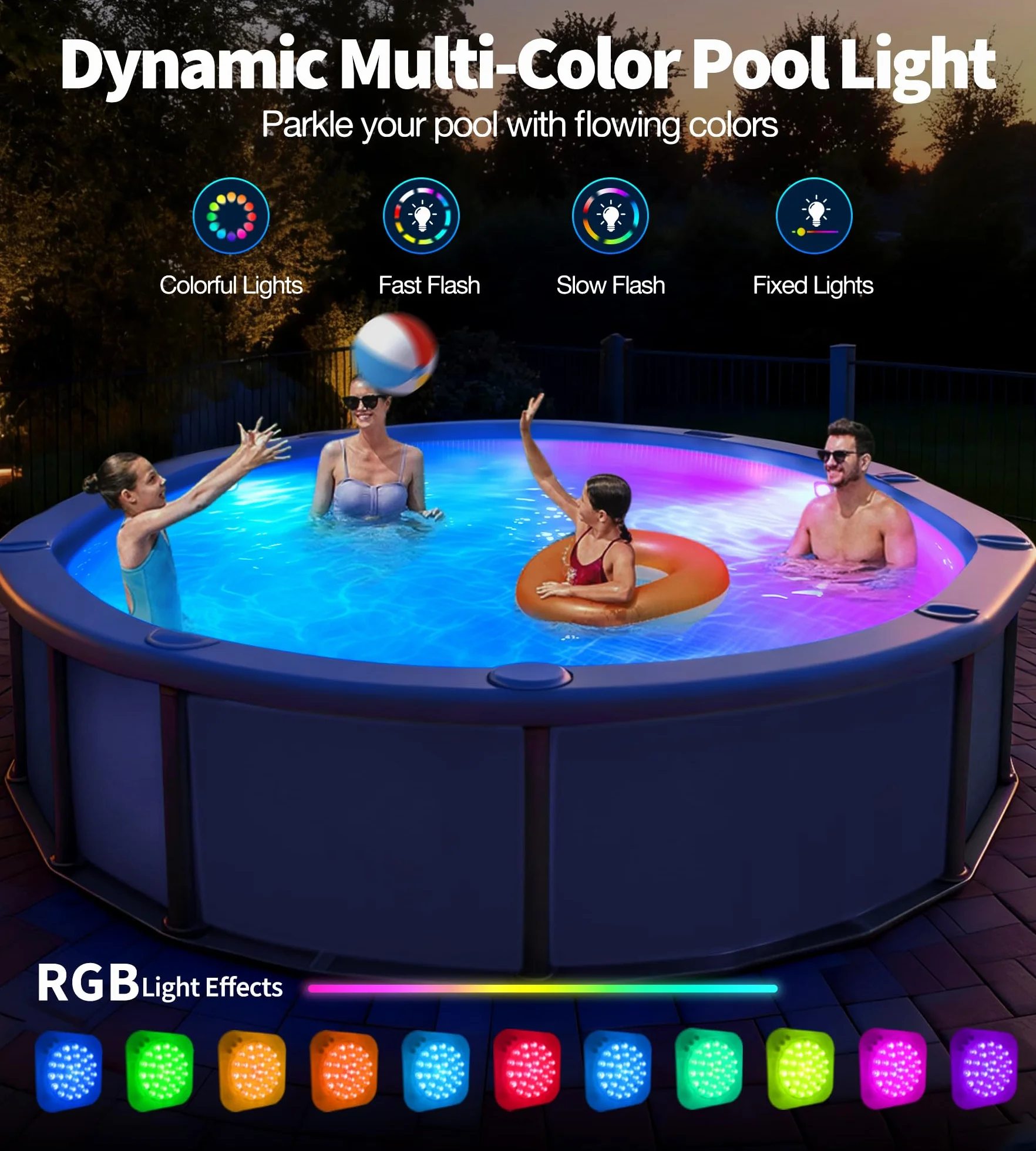 DeeprBlu 2026 Amélioration Éclairage Piscine Sans Fil avec Télécommande, Rechargeable Lumière Piscine Hors Sol Submersible 9 Modes