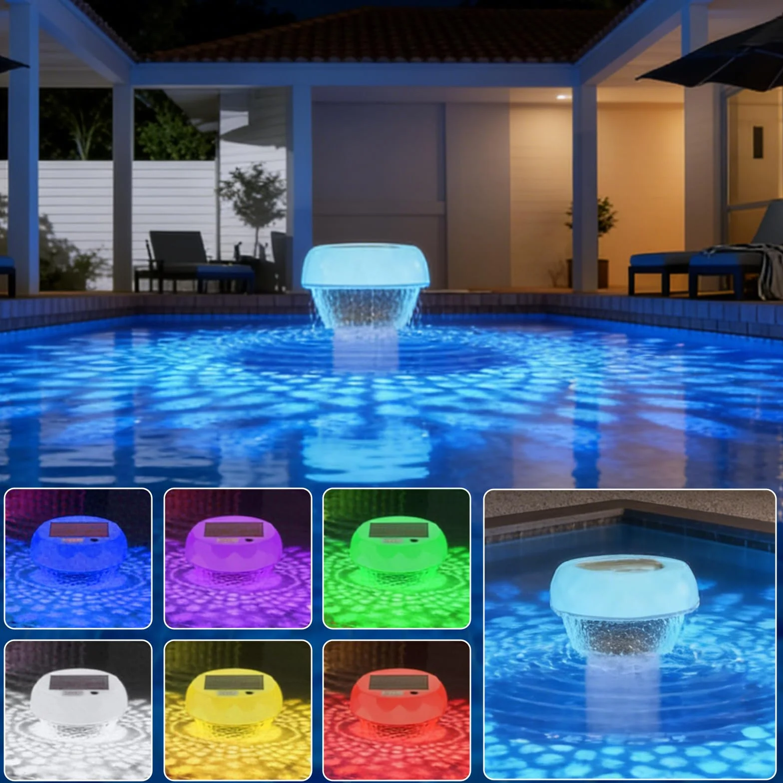 Lampe Piscine RGB LED Solaire Flottante IP68 avec Télécommande