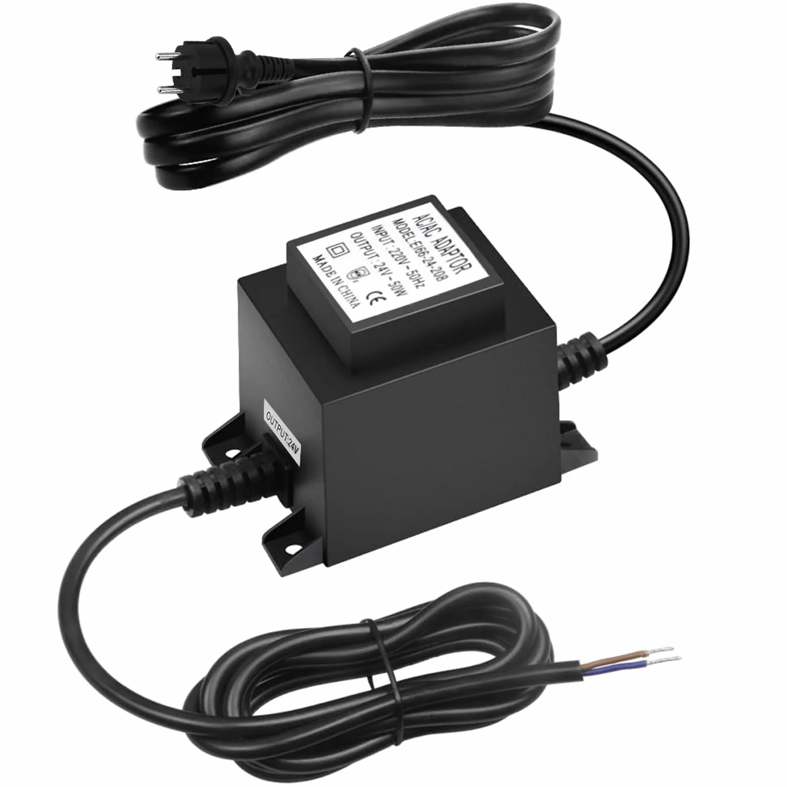Transformateur 24 V AC/AC 50 W IP68 extérieur enfichable, alimentation LED 220 V 24 V
