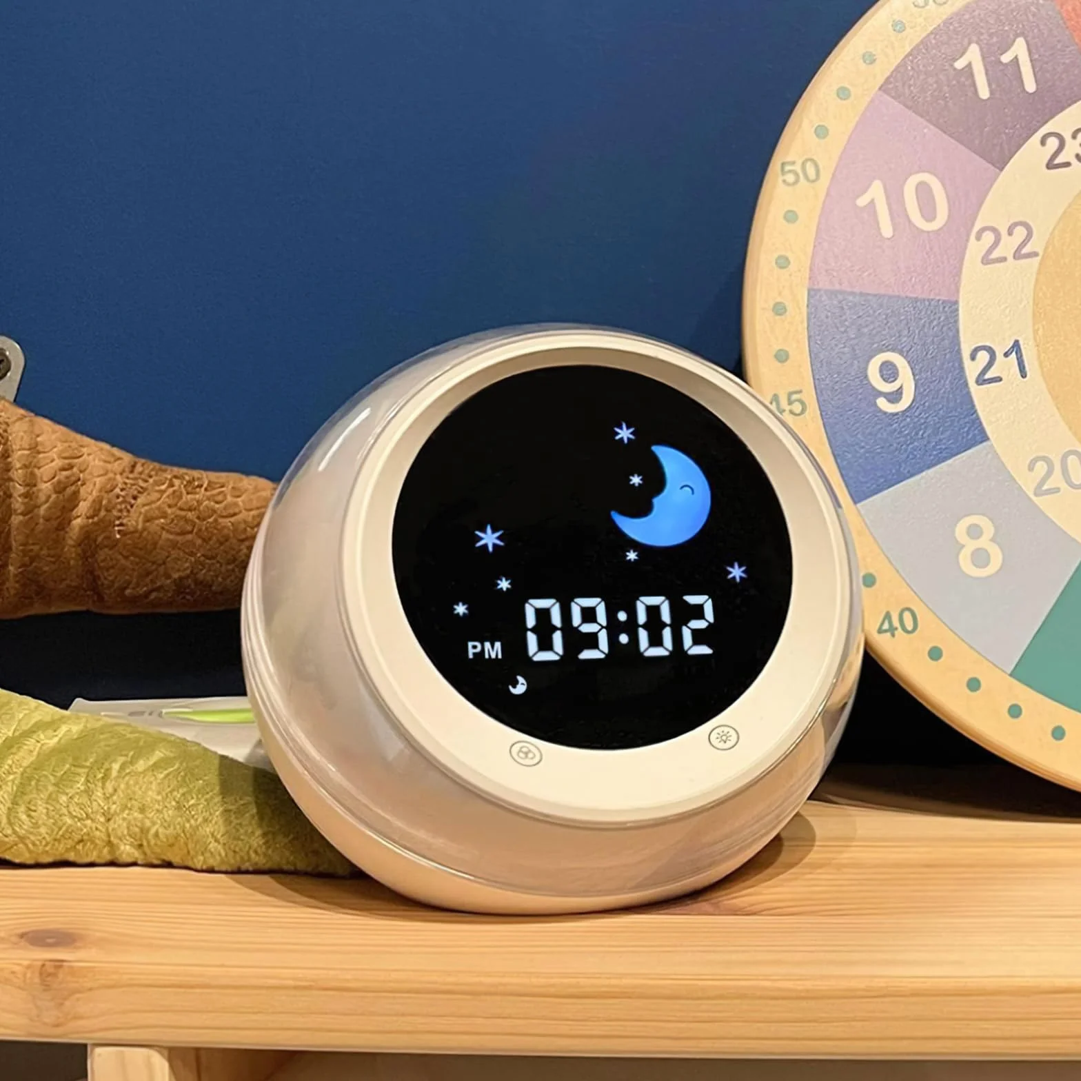 I·CODE Réveil Enfant Apprentissage Sommeil avec Affichage Lune Soleil Veilleuse Alarme Son Favorisant Sommeil