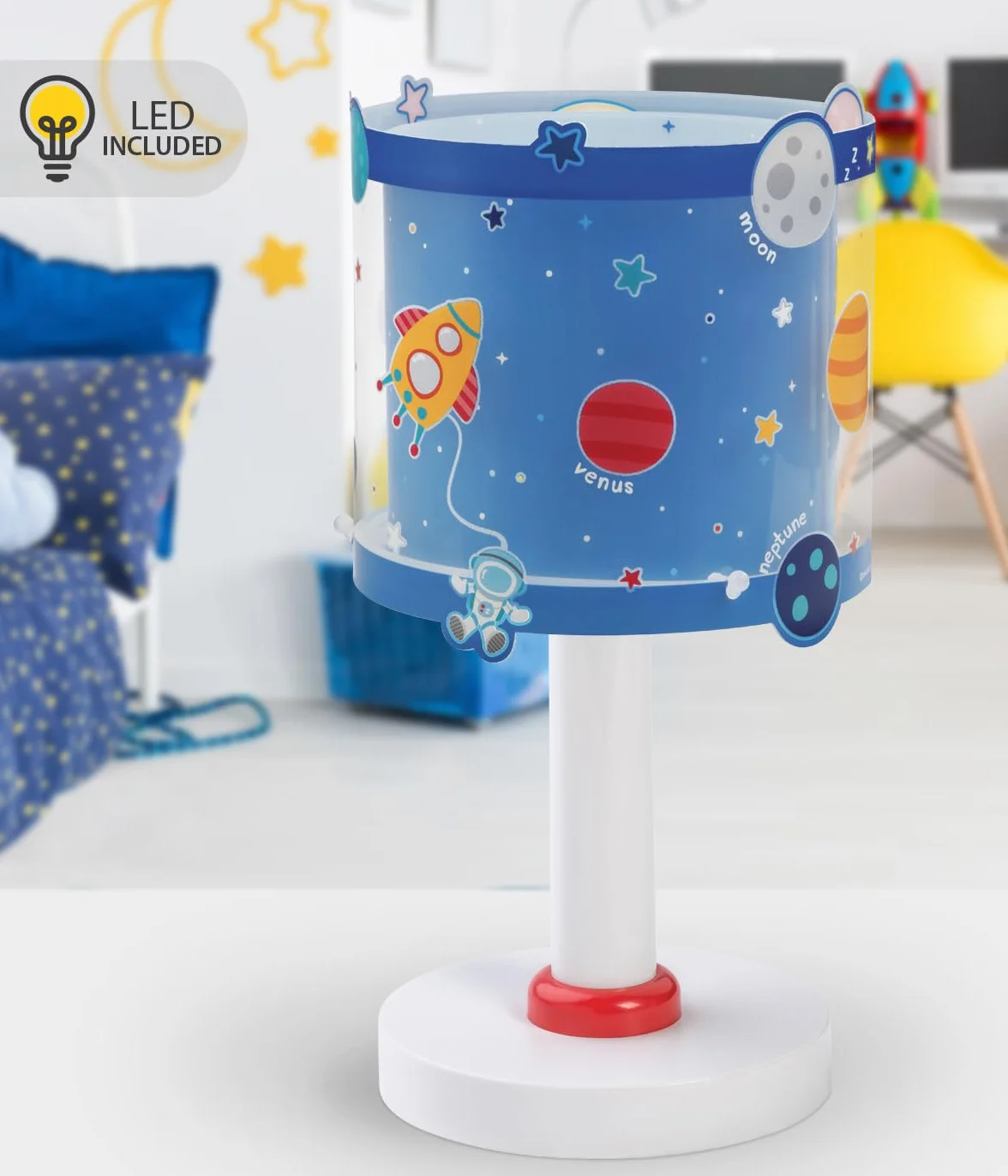 Dalber Lampe de chevet enfant Planets Planètes G4 LED 4 W Bleu
