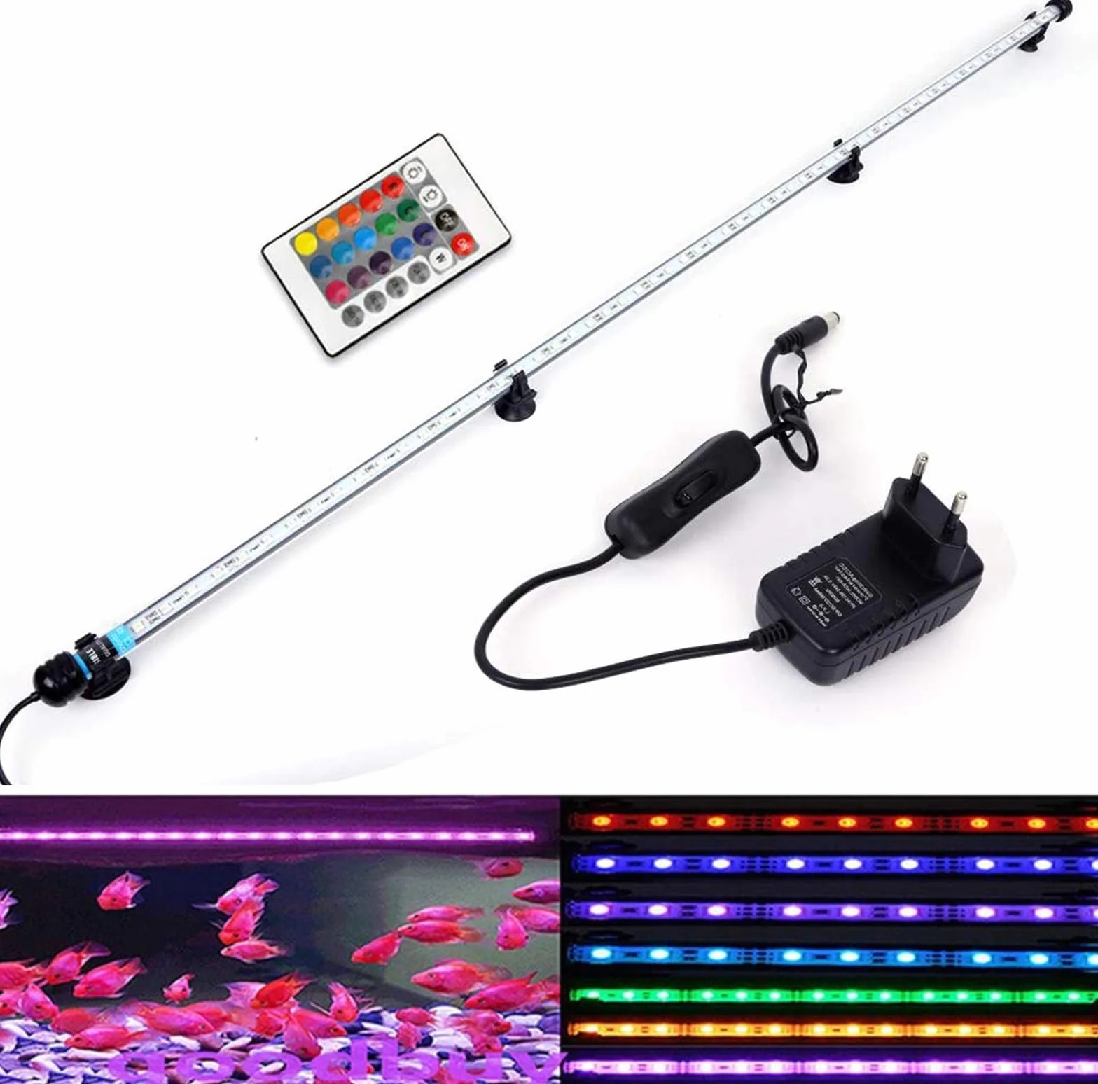 SolarNovo LED Aquarium Lampe Tube Étanche RGB 1.8x112cm avec Télécommande