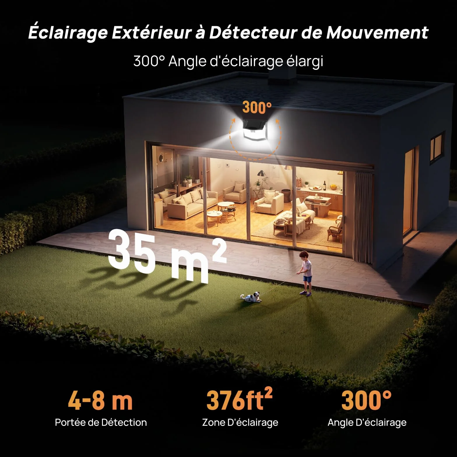 TECKNET Lampe Solaire Extérieur 248 LEDs Projecteur Solaire 300° Étanche IP66 3 Modes Détecteur de Mouvement 4pcs