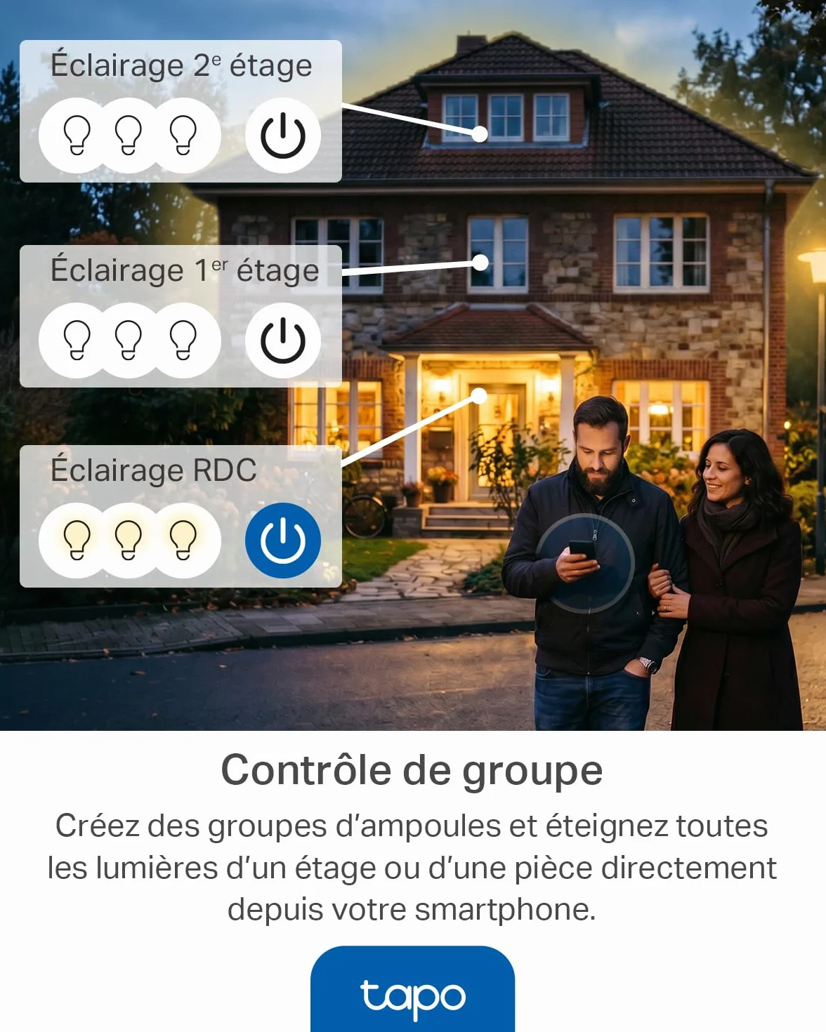 Tapo Ampoule Connectée WiFi LED E27 Multicolore 2500K-6500K Dimmable 8.7W 806Lm Compatible Alexa Google Home L530E 4-pack