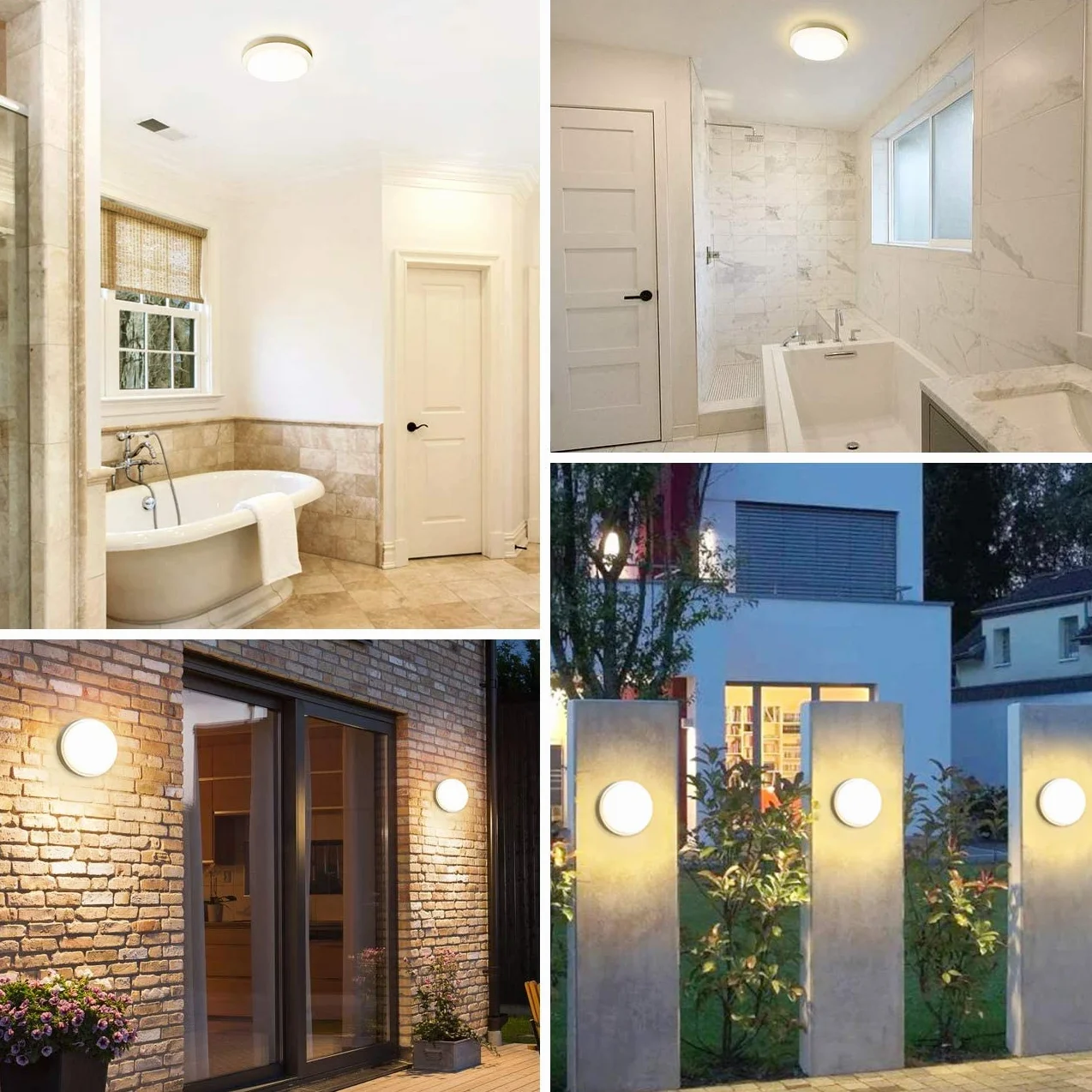 ANWIO Eclairage extérieur LED 14W 4000K 980lm IP54 Applique Murale Rond Blanc 1 pièce
