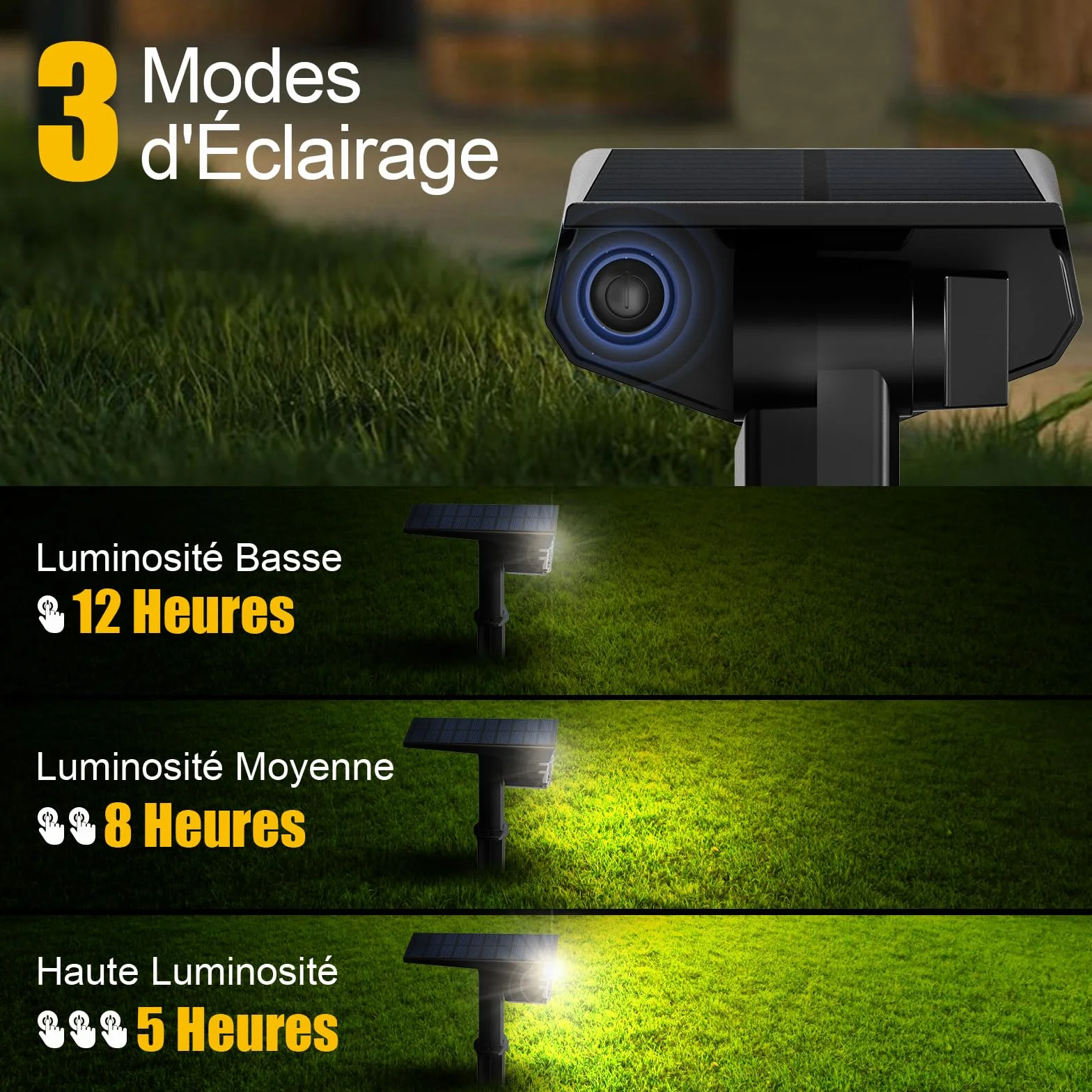 Lampe Solaire Exterieur Lot de 4 IP65 Jardin Allée Chemin Blanc Chaud