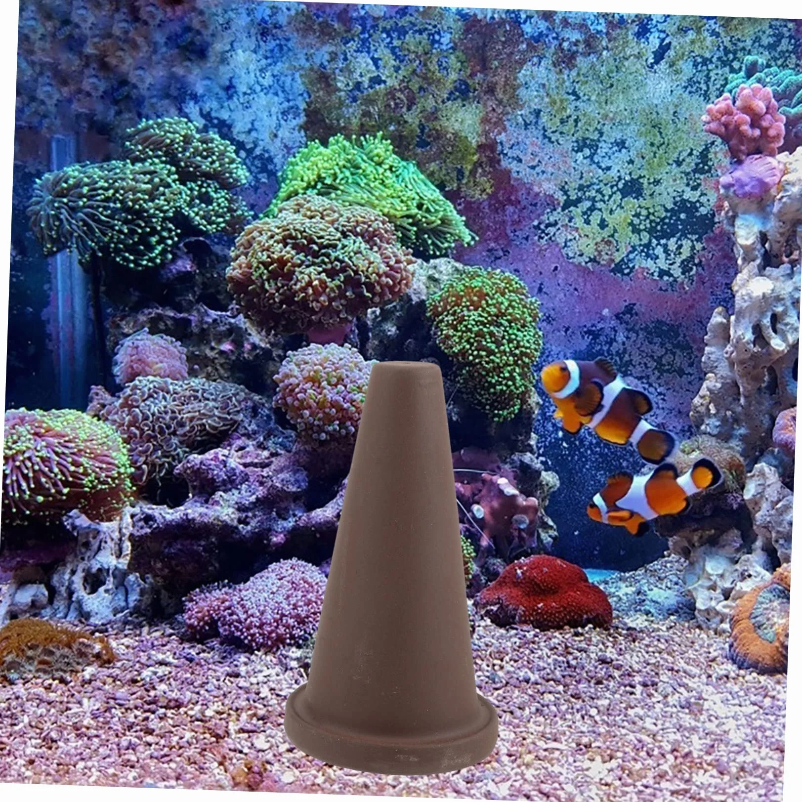 Toyvian Cône de Reproduction pour Poissons en Argile avec Filet Isolant et Rainure Inférieure, Protège Œufs de Poisson et Crevettes