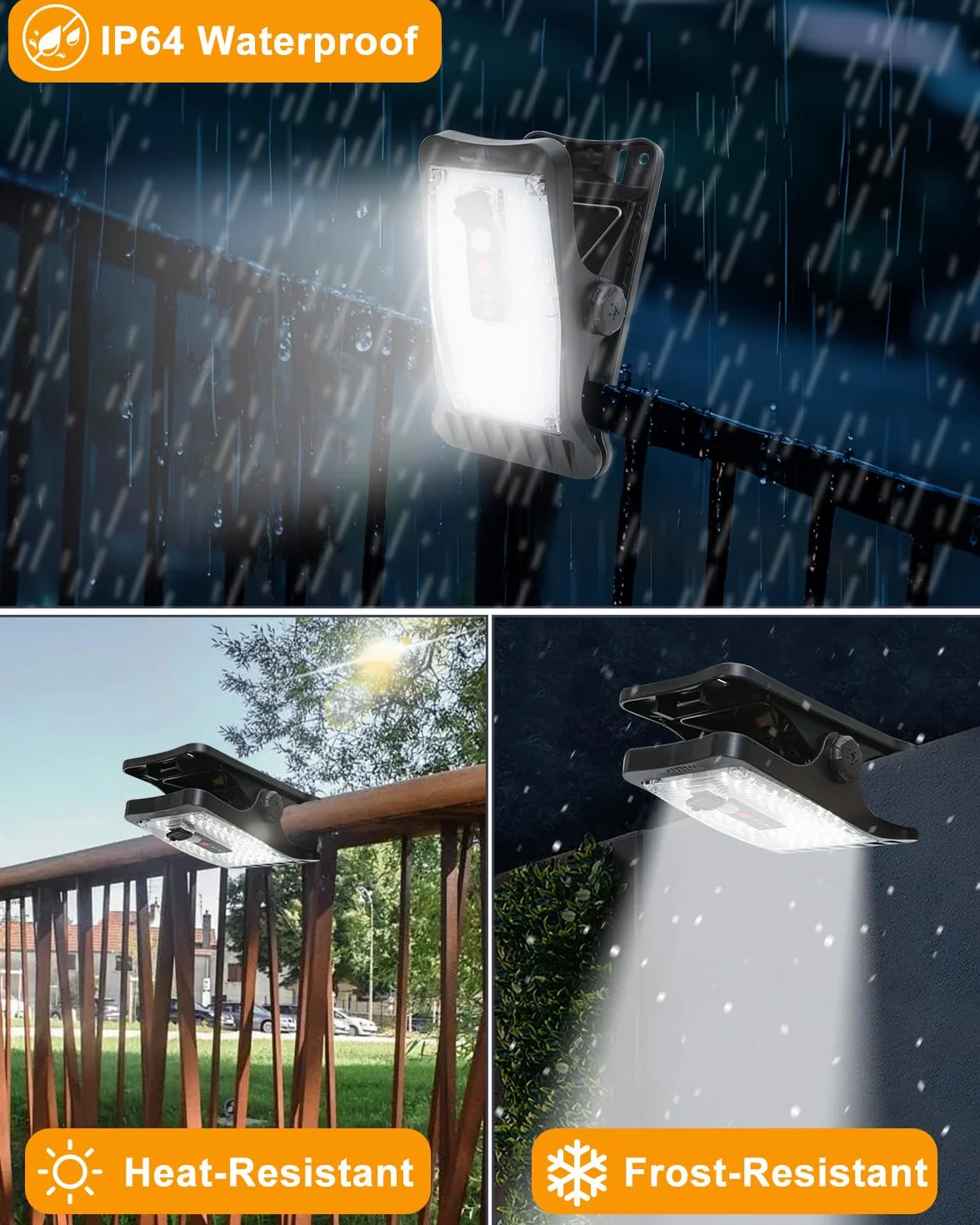 Lampes solaires extérieur avec détecteur de mouvement 70 LED 3 températures couleur USB télécommande étanche