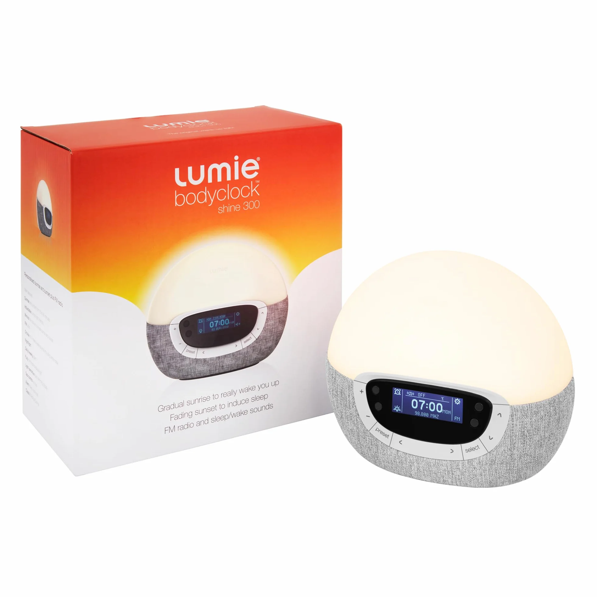 Lumie Bodyclock Shine 300 Réveil Simulateur d’Aube et Crépuscule Radio 14 Mélodies