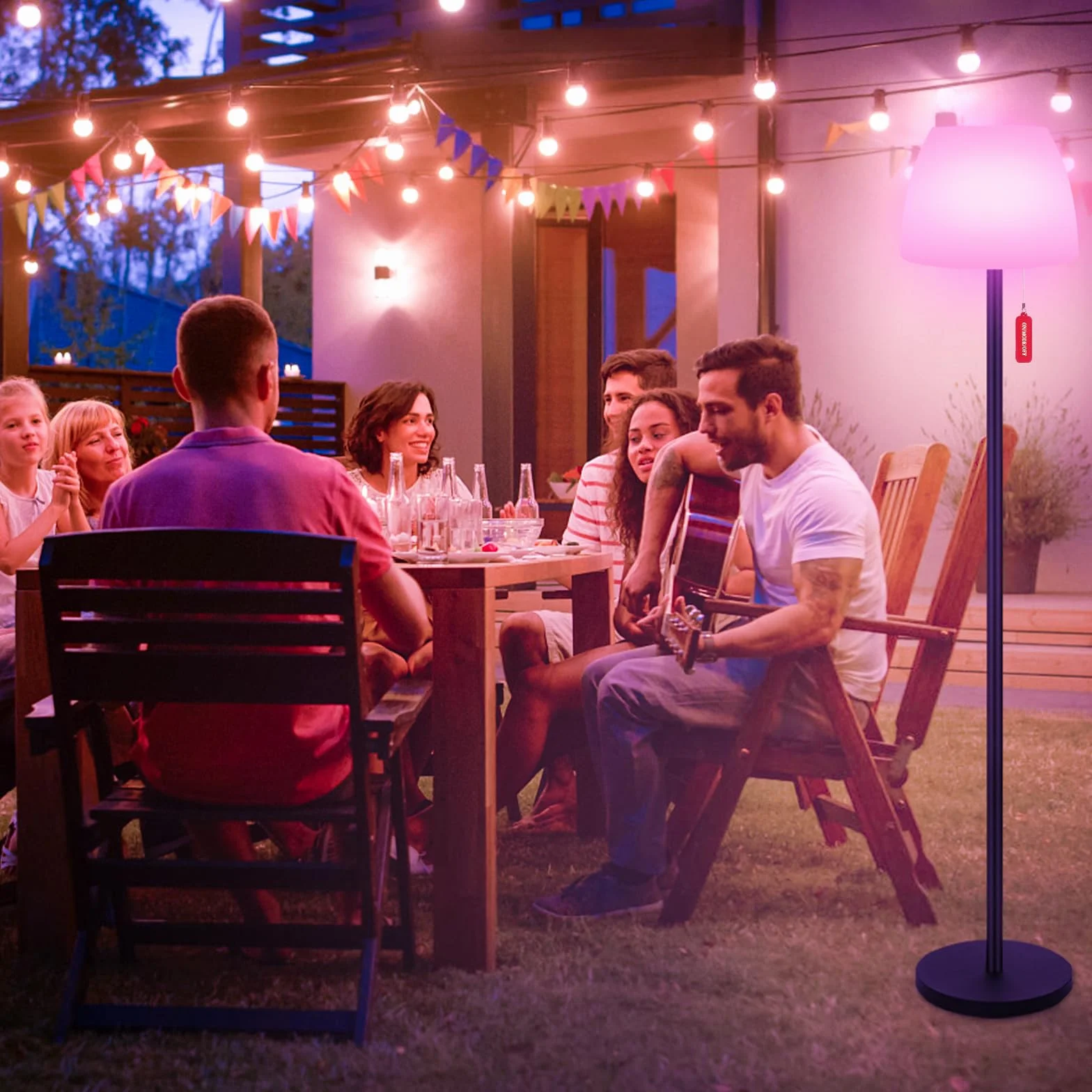 Lampe de Sol Extérieure Solaire avec Détecteur de Lumière, RGB, Blanc Chaud, Rechargeable, LED Étanche