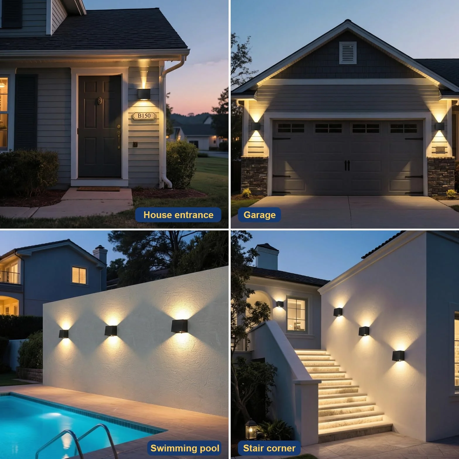 T-SUN Lampe Solaire Murale Exterieur avec Detecteur de Mouvement, 1500mAh, Étanche, Lot de 2