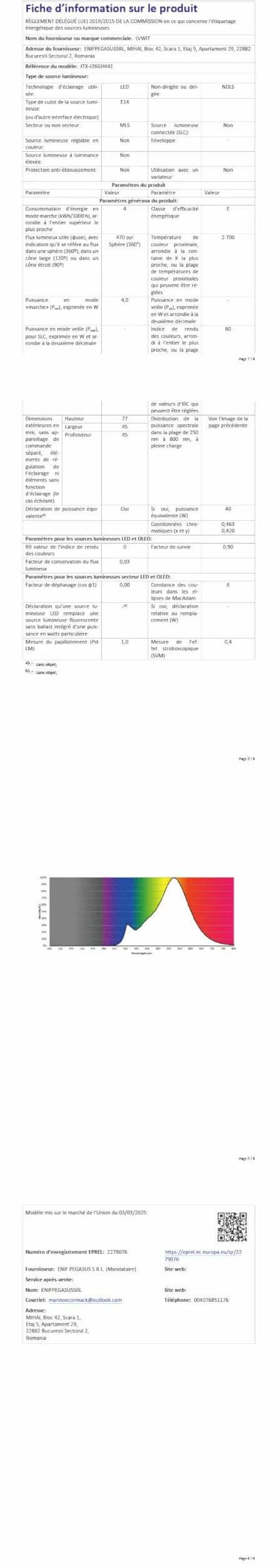Ampoule LED E14 4W Filament Rétro 2700K Blanc Chaud Lot de 6
