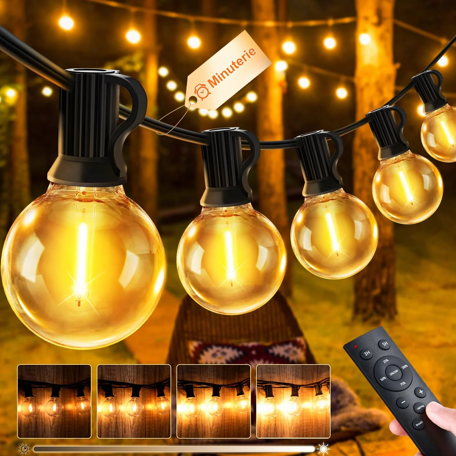 Guirlande Lumineuse Exterieur 20M G40 LED IP44 Imperméable Jardin Terrasse