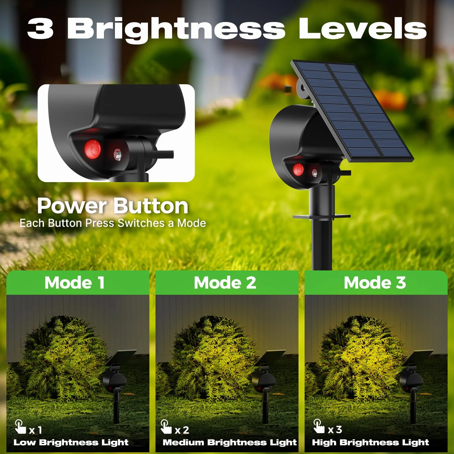 Lampe Solaire Jardin 53 LED 3 Modes Étanche Réglable Extérieur Lot de 4 Blanc Chaud