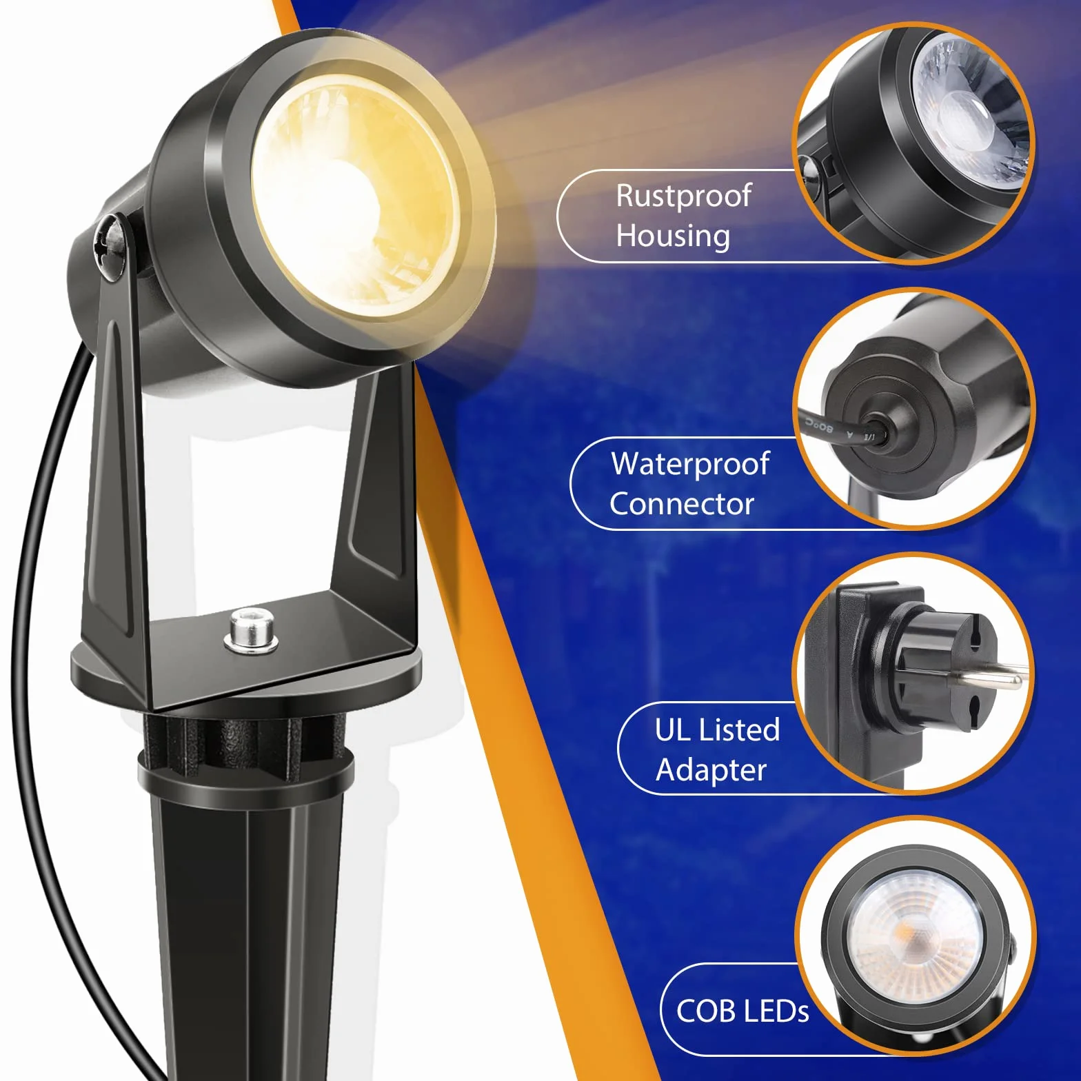 NIORSUN Spot LED Extérieur 3000K IP67 Blanc Chaud 29m 27V Lampe Jardin Paquet de 8