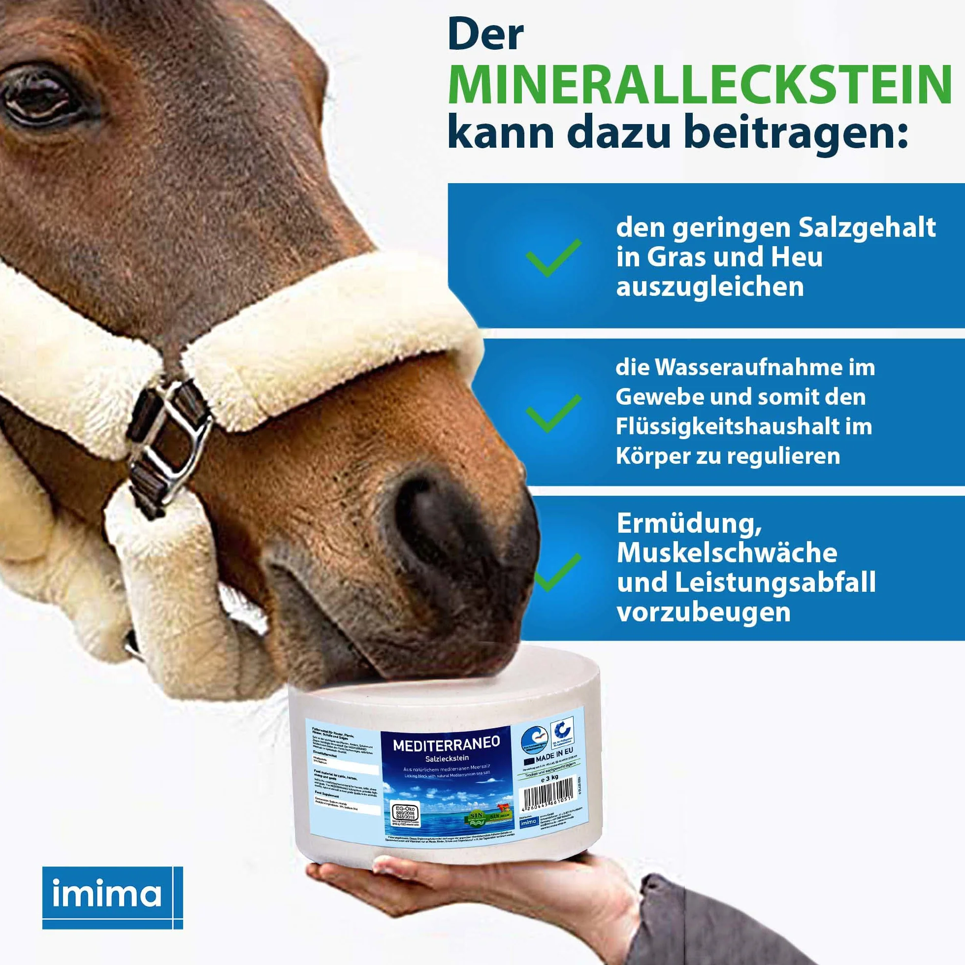 Pierre à Lécher Minérale Cheval MEDITERRANEO Kit 2 x 3kg - Sel Minéral pour Chevaux Moutons Chèvres Gibier Boeuf