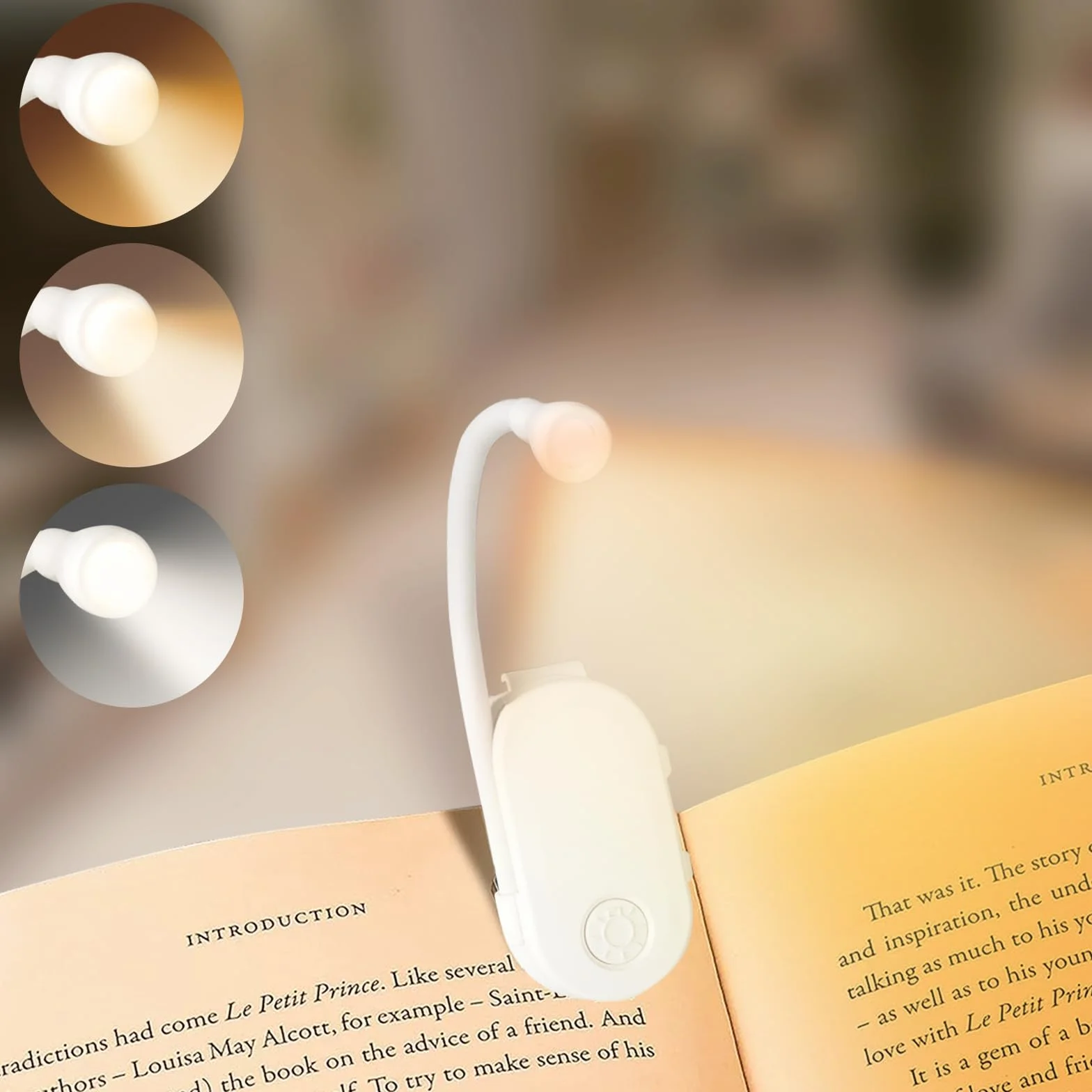 Lampe de Lecture à Pince LED 360° Luminosité Réglable 3 Couleurs Portable