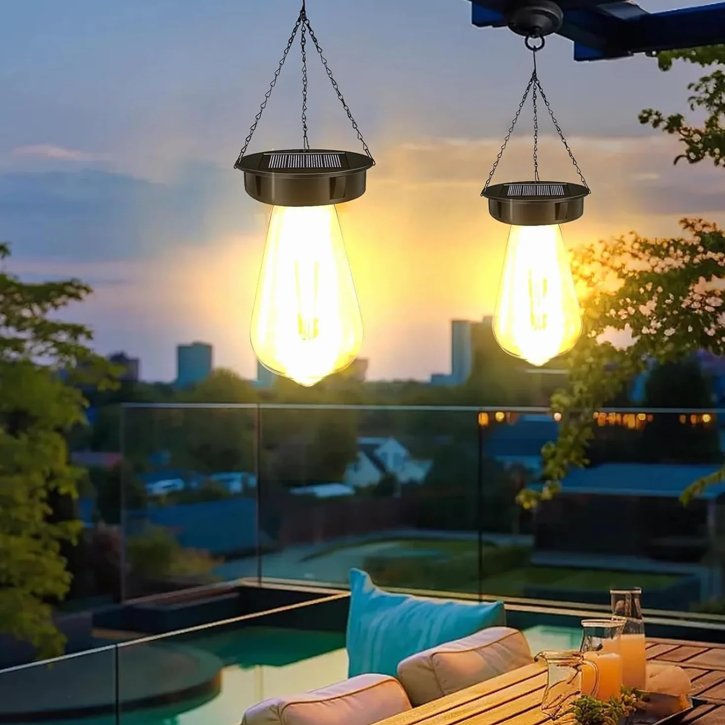 Lot de 2 lampes solaires de rechange pour extérieur avec ampoule LED claire et panneau solaire 8 cm