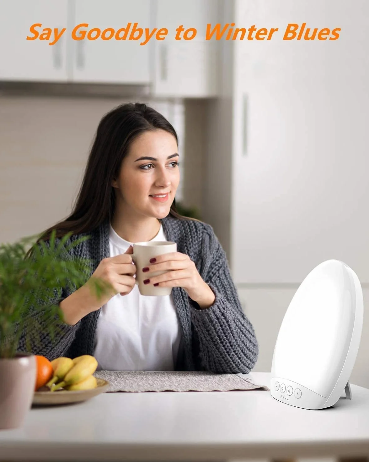 Lampe de Luminothérapie 10000 Lux LED sans UV avec Luminosité et Température Réglables, Fonction Mémoire, 4 Minuteries