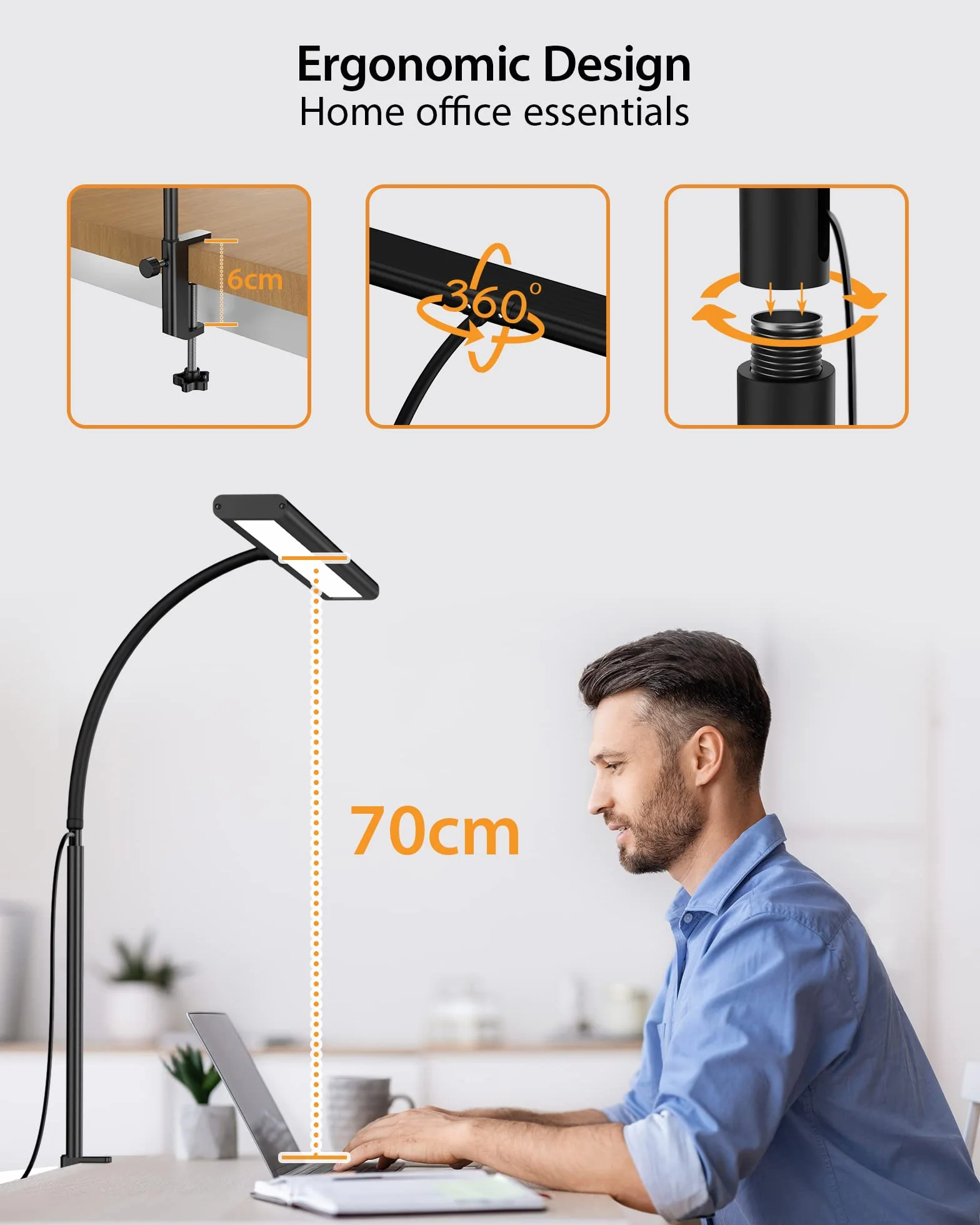 iFalarila 160 LED Lampe de Bureau avec Télécommande, Lampe de Table Flexible 360° USB, 70cm