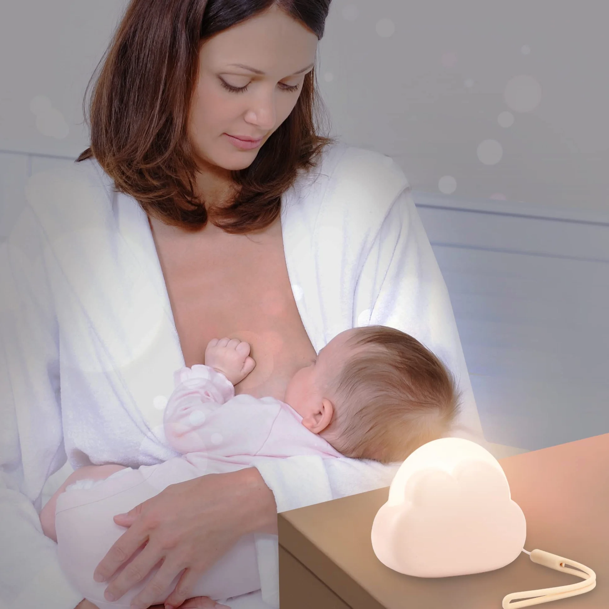 Annmore Lampe de Nuit Nuage Rechargeable ABS pour Bébé, Rose