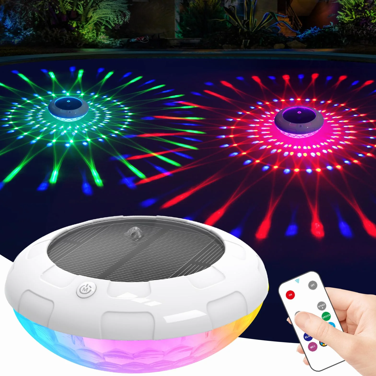 KingSom Lampe Piscine Flottante Solaire IP68 12 Modes Couleurs avec Télécommande