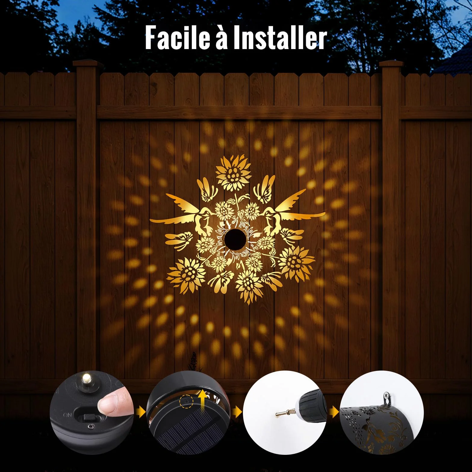 Lampe Solaire Exterieur Decorative Jardin Lot 2 Applique Murale Lanterne Clôture Étanche IP65