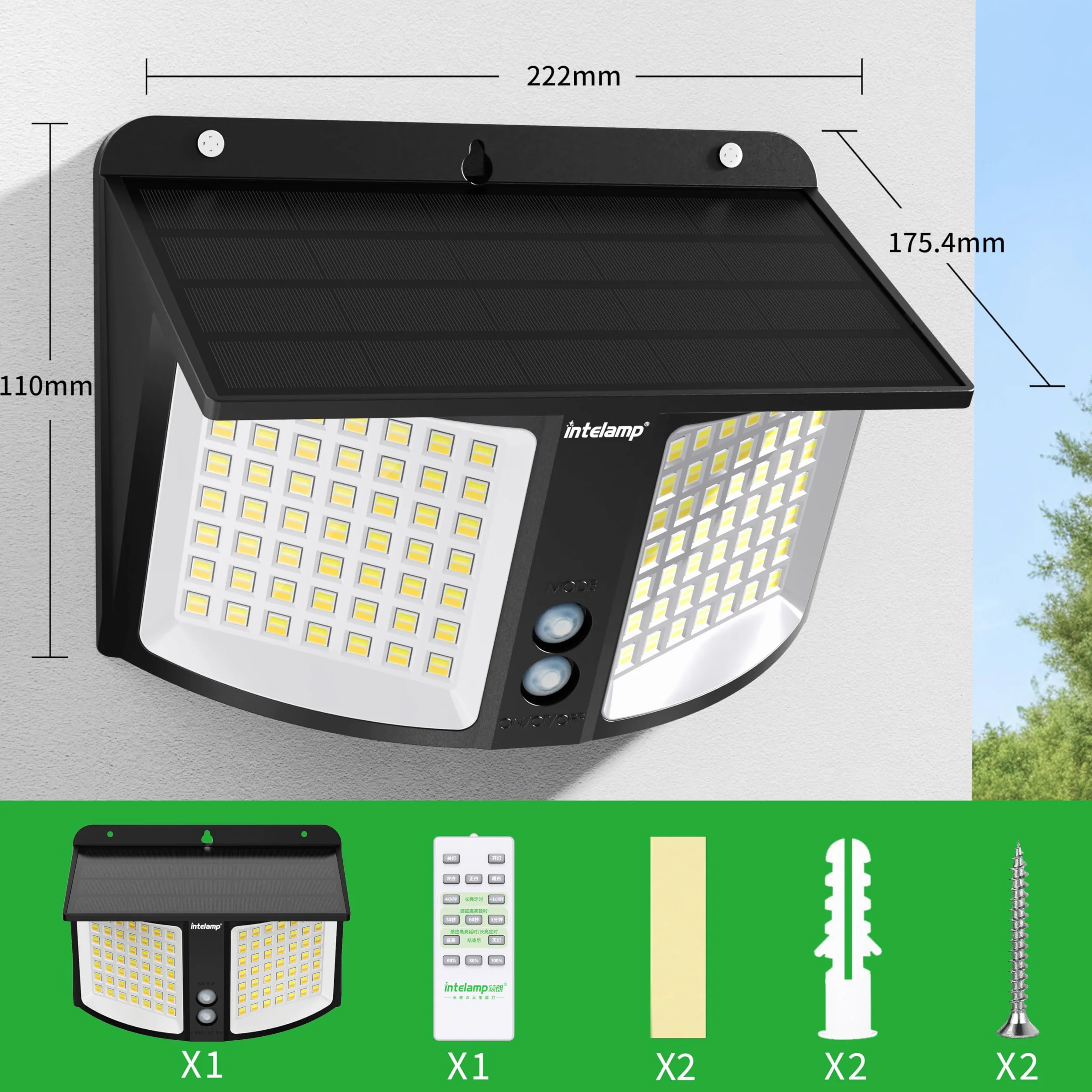 Lampe Solaire Exterieur 4000 mAh Projecteur avec Capteur Radar 180° 3 Températures de Couleur