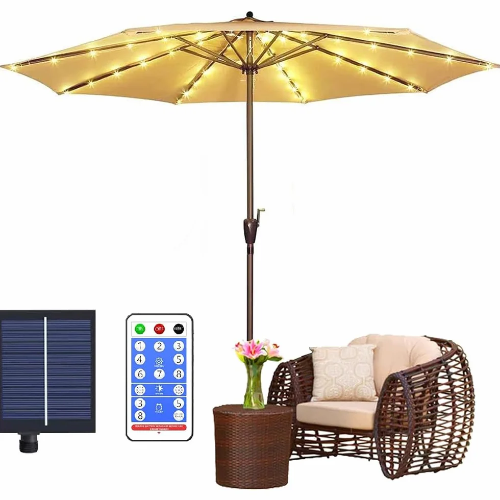 Lampe Solaire Parasol 104 LEDs 8 Modes IP67 Étanche avec Télécommande