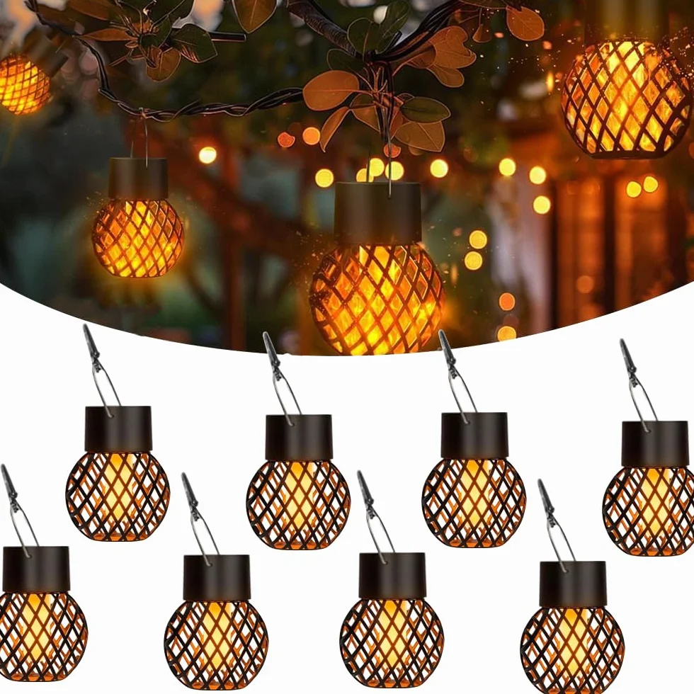 Lampe Solaire Extérieur Suspendue IP65 8 pièces Lanterne Jardin Décoration