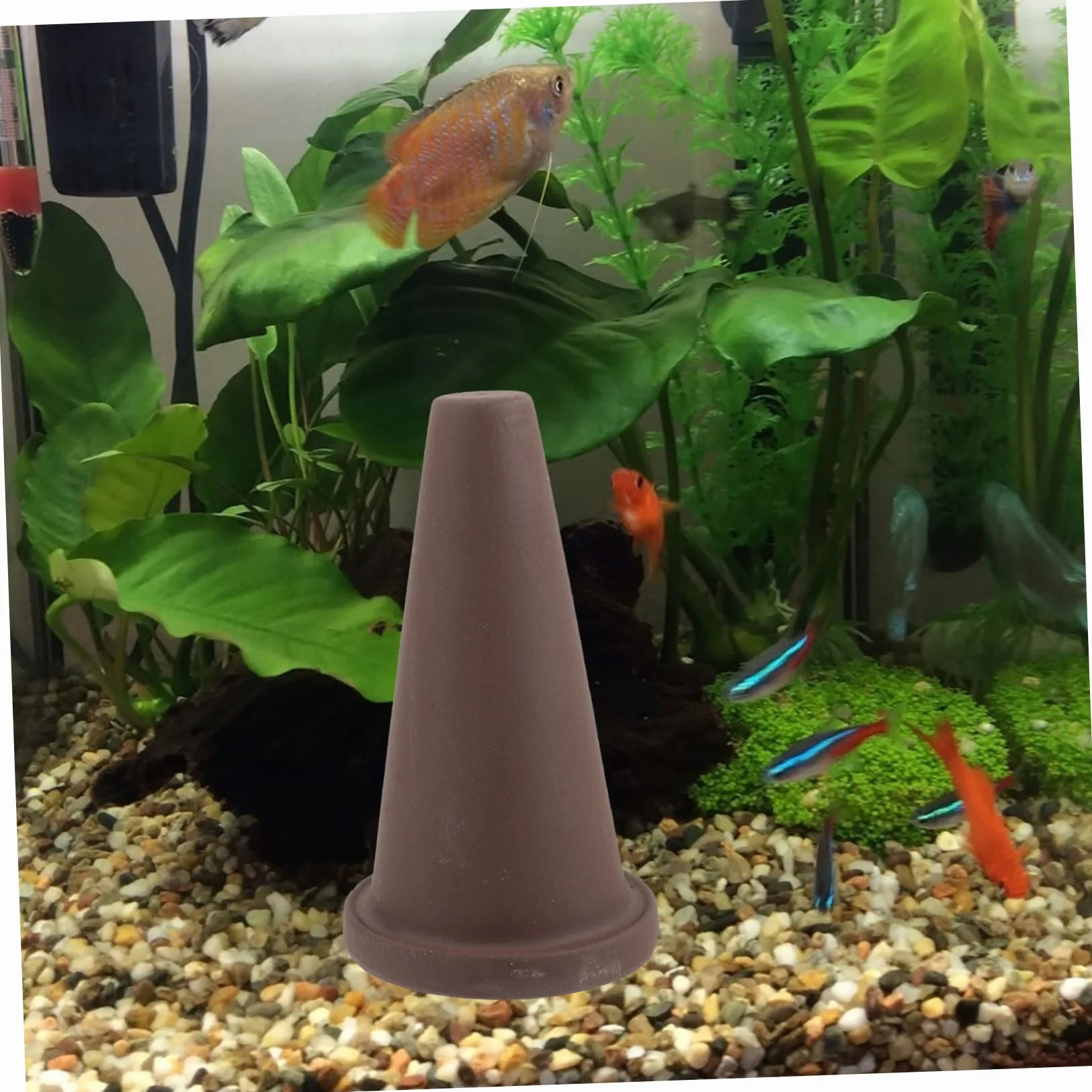 Toyvian Cône de Reproduction pour Poissons en Argile avec Filet Isolant et Rainure Inférieure, Protège Œufs de Poisson et Crevettes