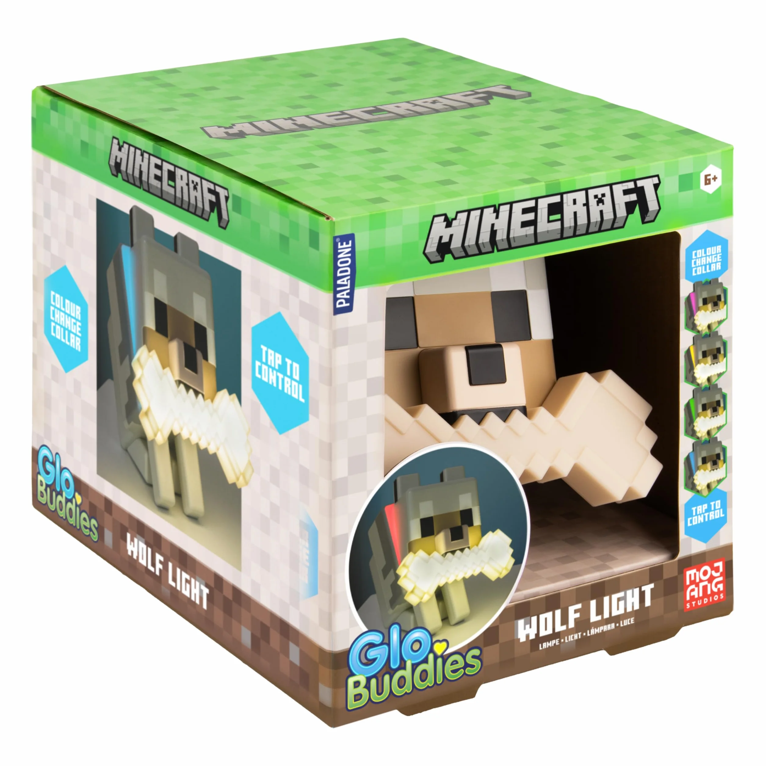Paladone Lampe LED 3D Minecraft Wolf GloBuddies Officielle, Appuyez pour changer de couleur, Gaming