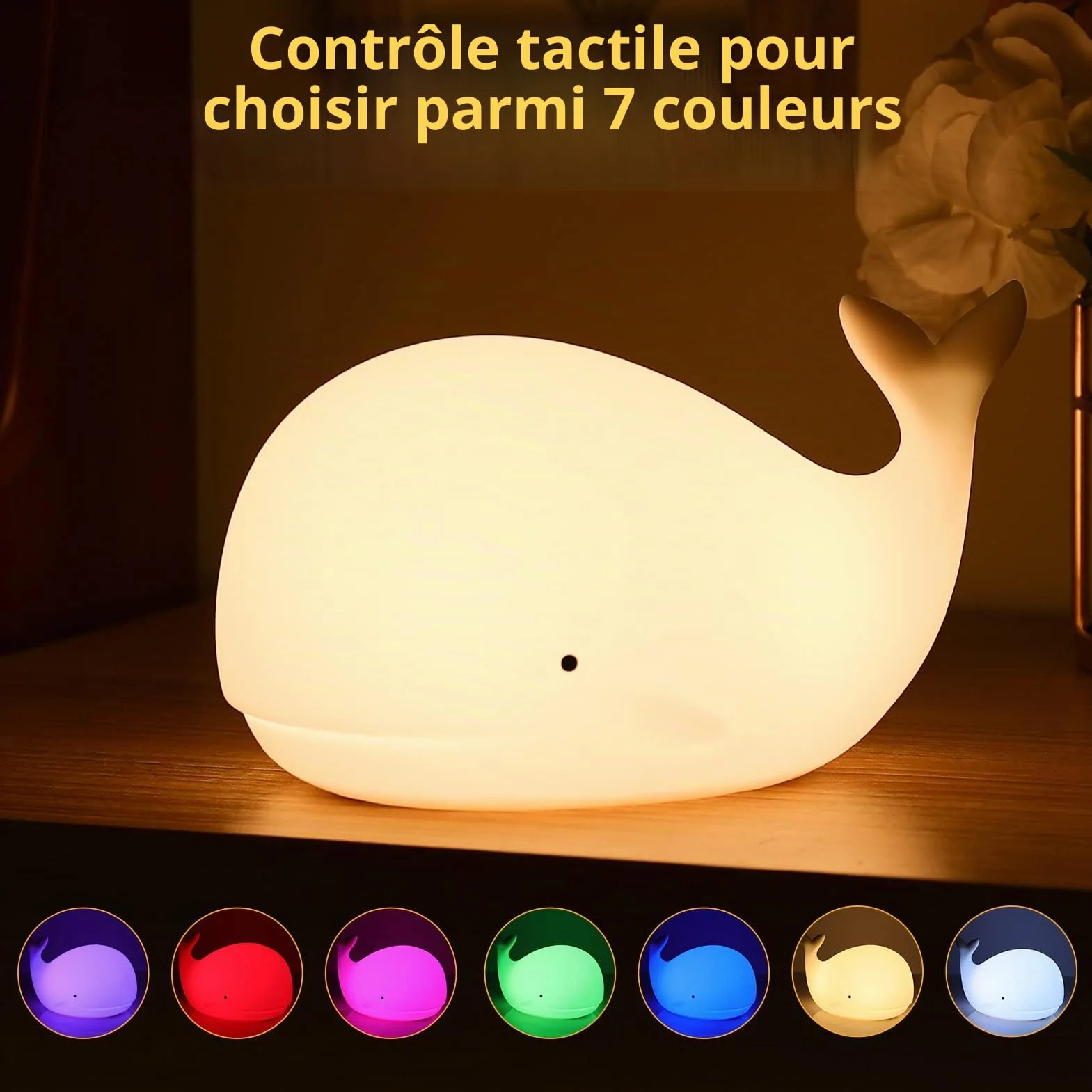 Veilleuse Enfants 7 Couleurs LED Portable Tactile Bébé Lampe USB Silicone Animal