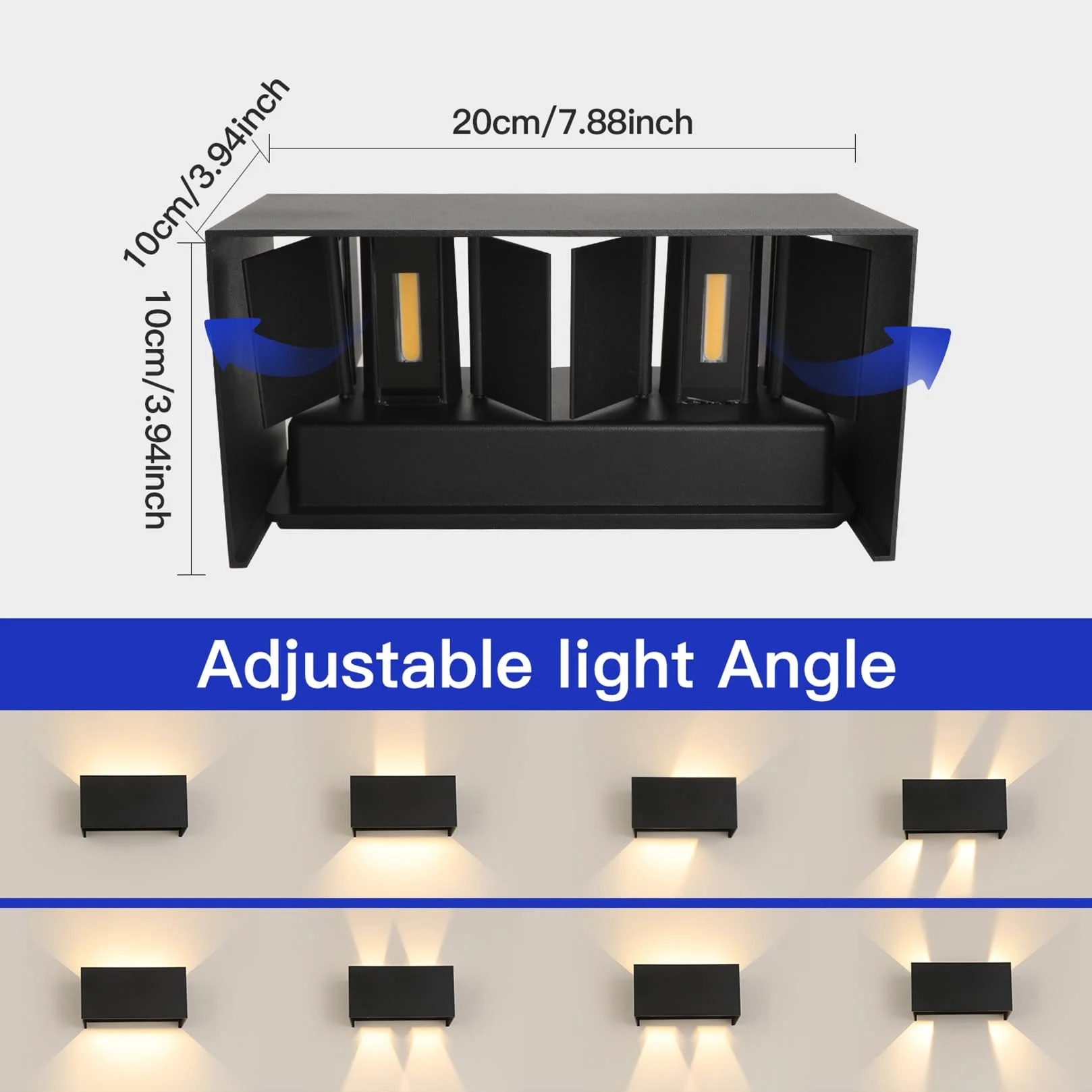 FUPE LED Applique Murale Extérieure IP65 25W Imperméable Aluminium Moderne Noir 4000k