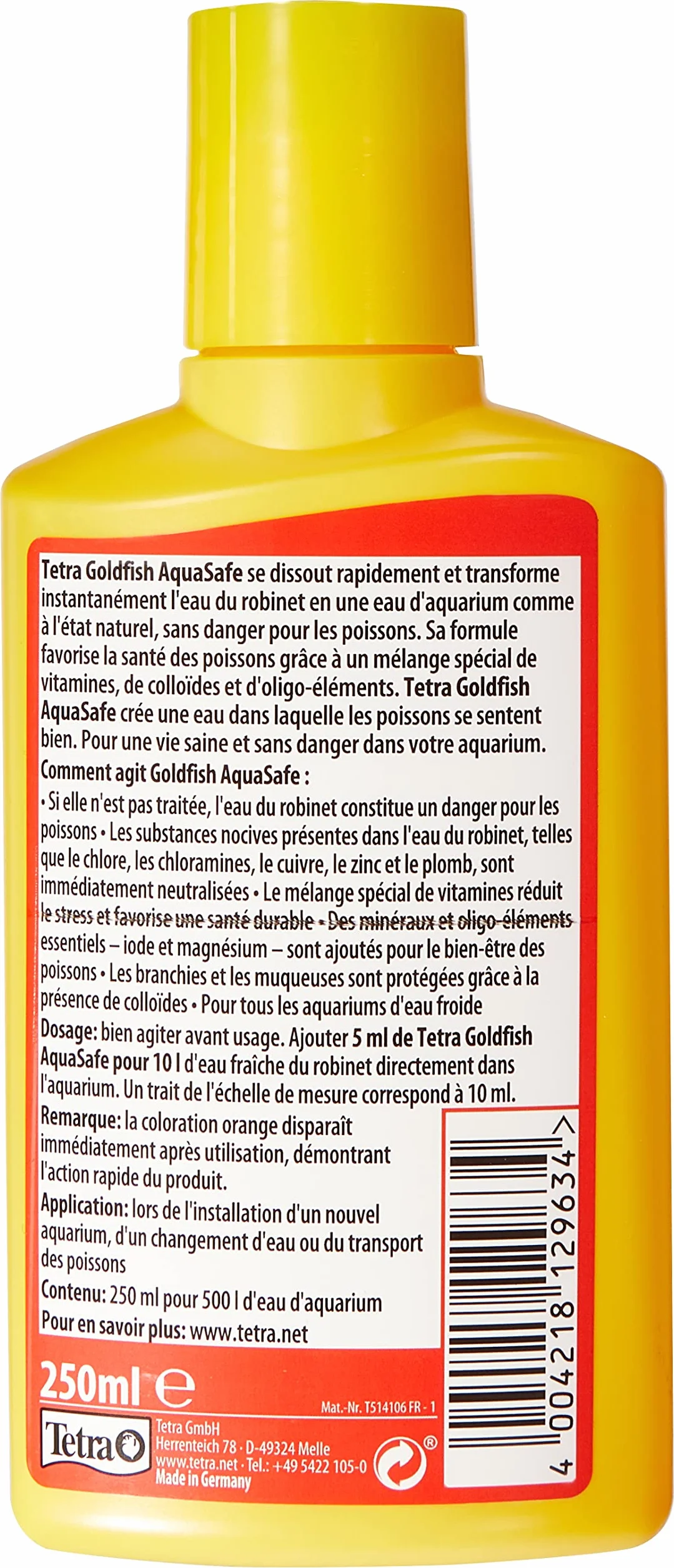 TETRA Goldfish AquaSafe Conditionneur d'Eau pour Poisson Rouge 250ml