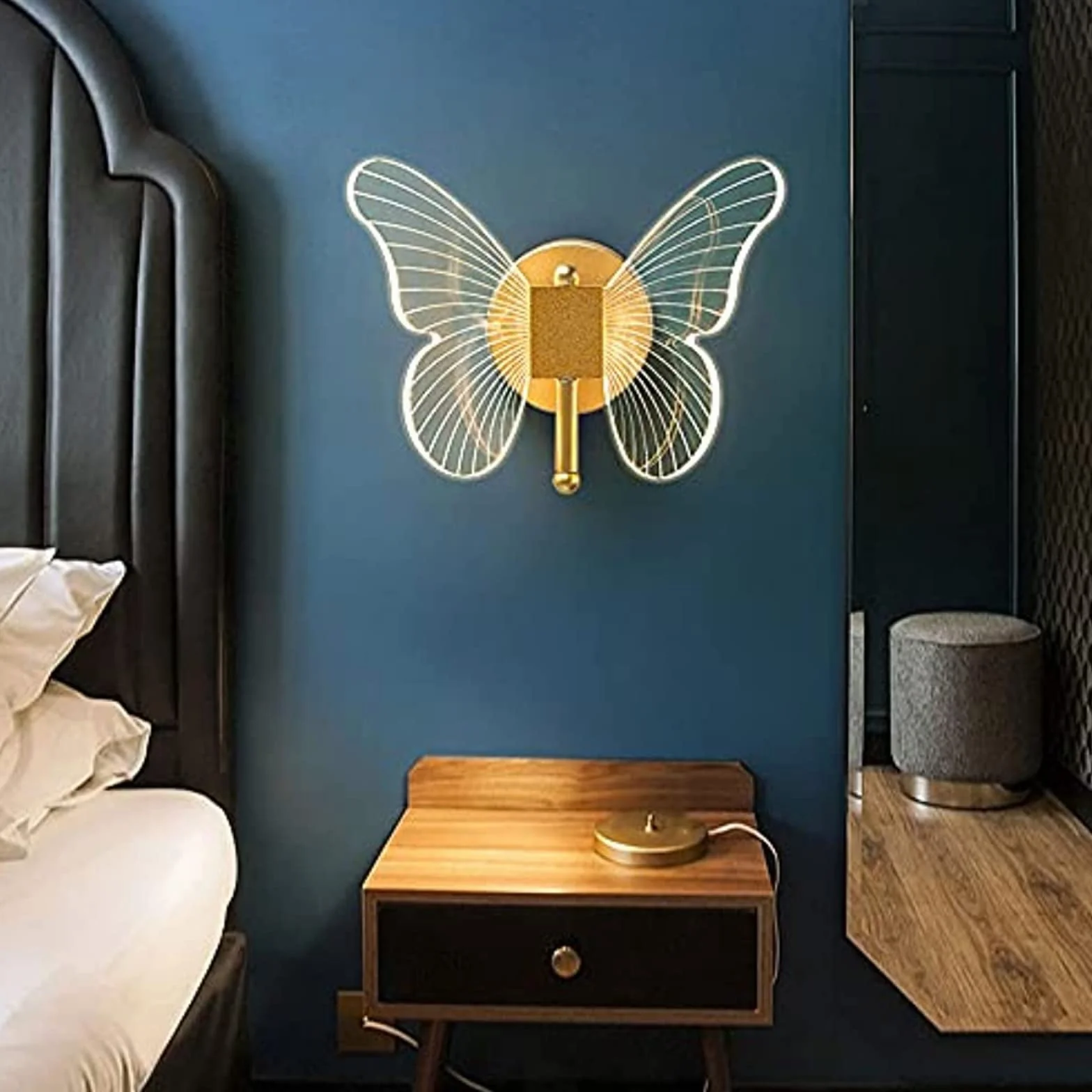 Applique Murale LED Papillon dorée 10 W Moderne Luminaire d'ambiance Intérieur Lampe de Chevet Chambre