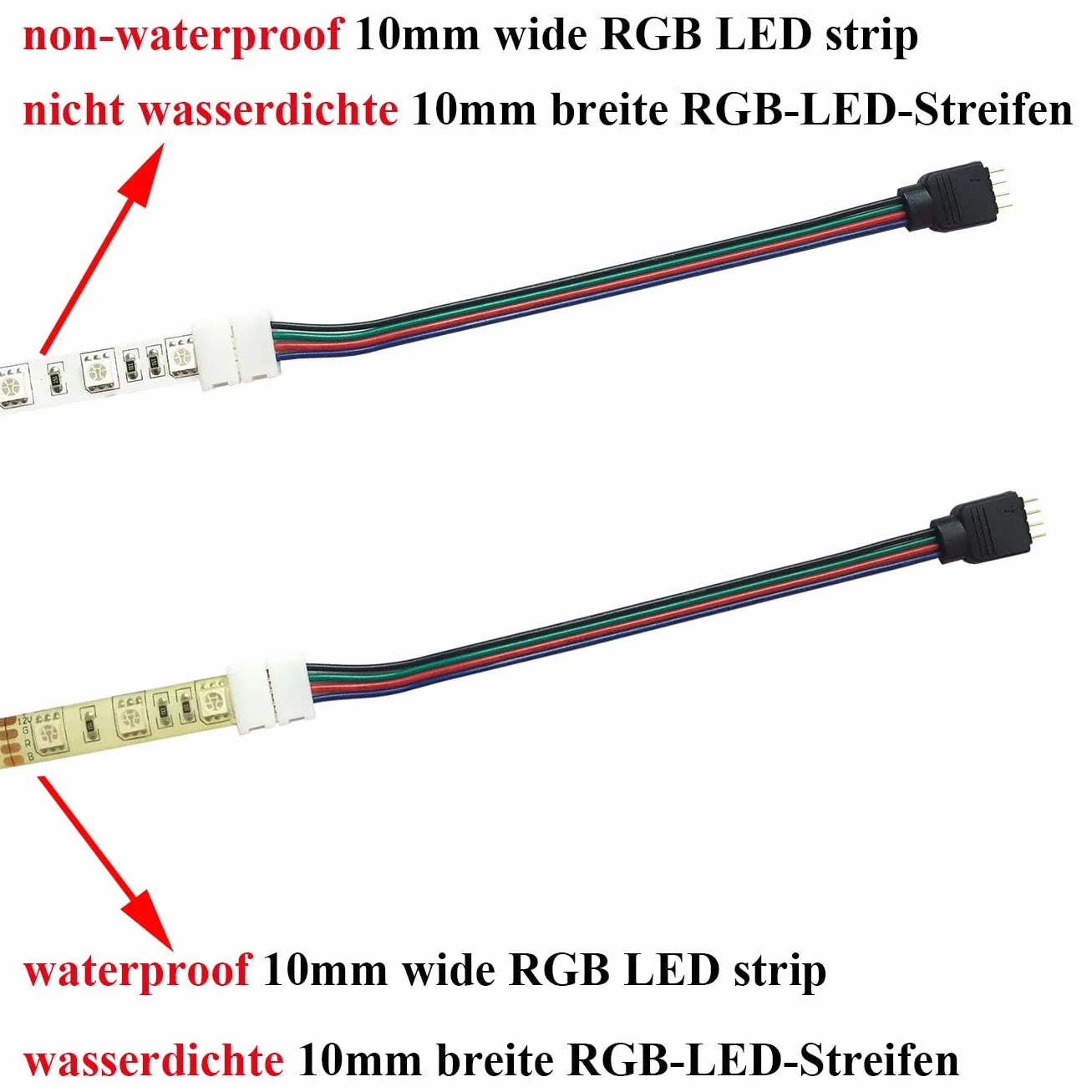 Connecteur Rapide LED RGB 5050 4 Broches 17cm Sans Soudure pour Bande LED SMD 5050/3528/2835