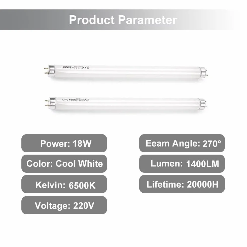 Tubes Fluorescents T8 600mm 18W G13 Blanc Froid 6500K 2 Pack