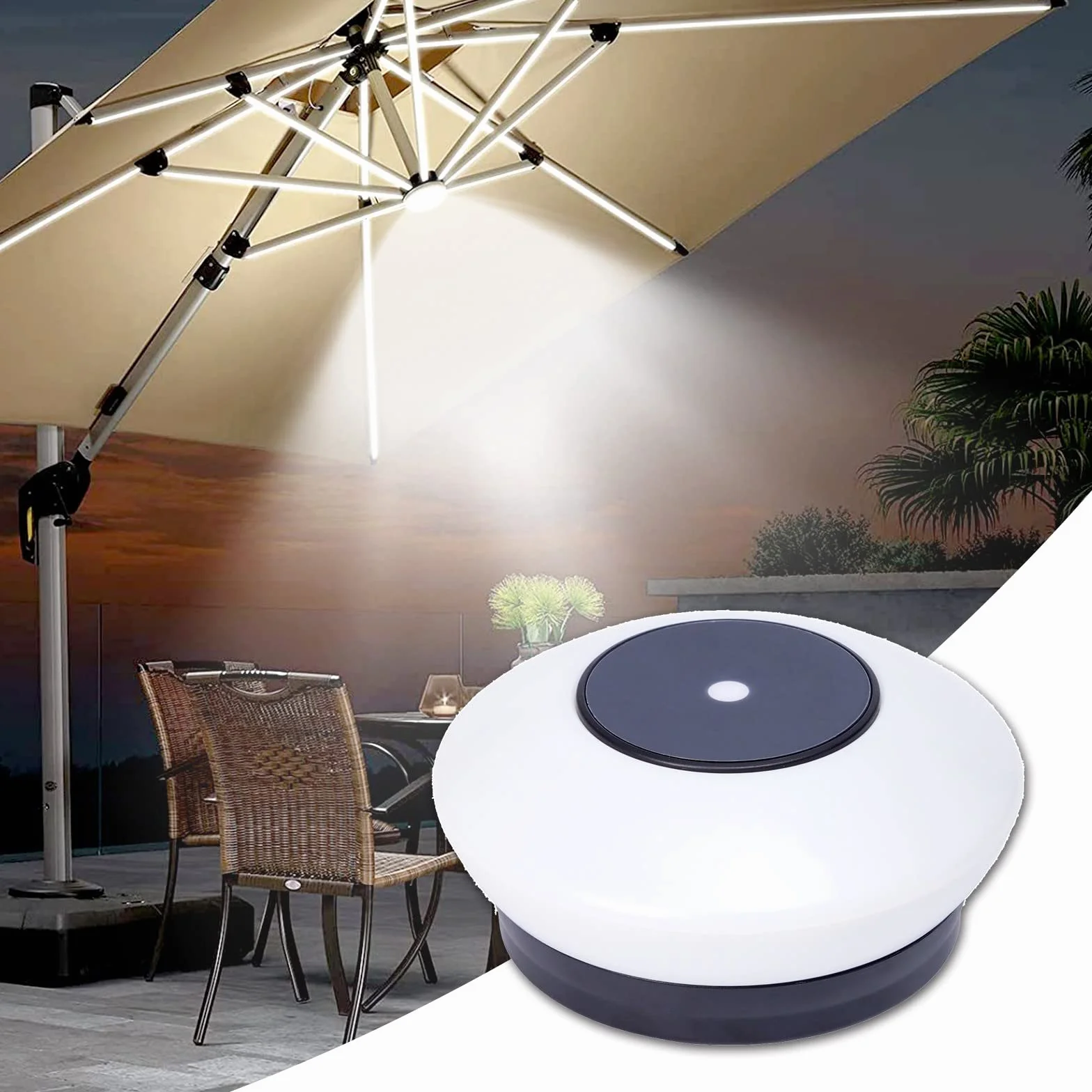 Lampes pour Parasol Rechargeable LED, 8 Couleurs Changeantes, Lumière Extérieure de Terrasse