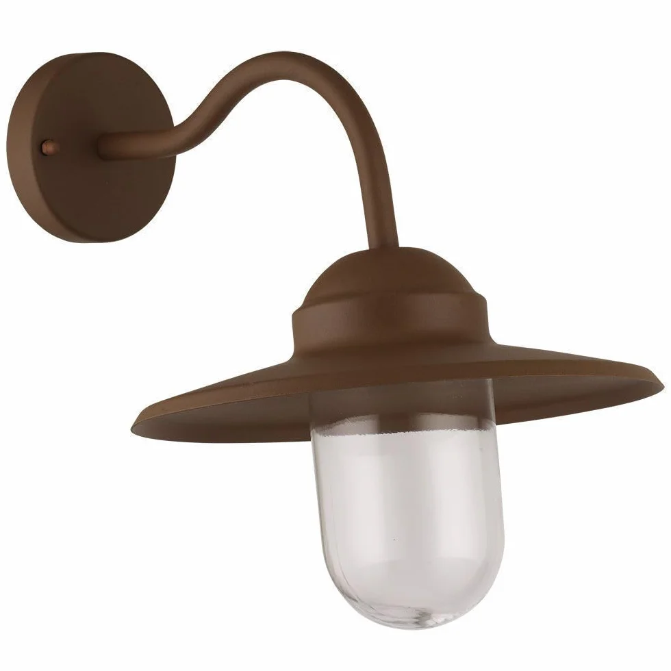 Arum LIGHTING Applique Murale Extérieure COLY, Design Rétro Col de Cygne, Fonte d'Aluminium Brun Antique, Verre, Culot E27, IP44