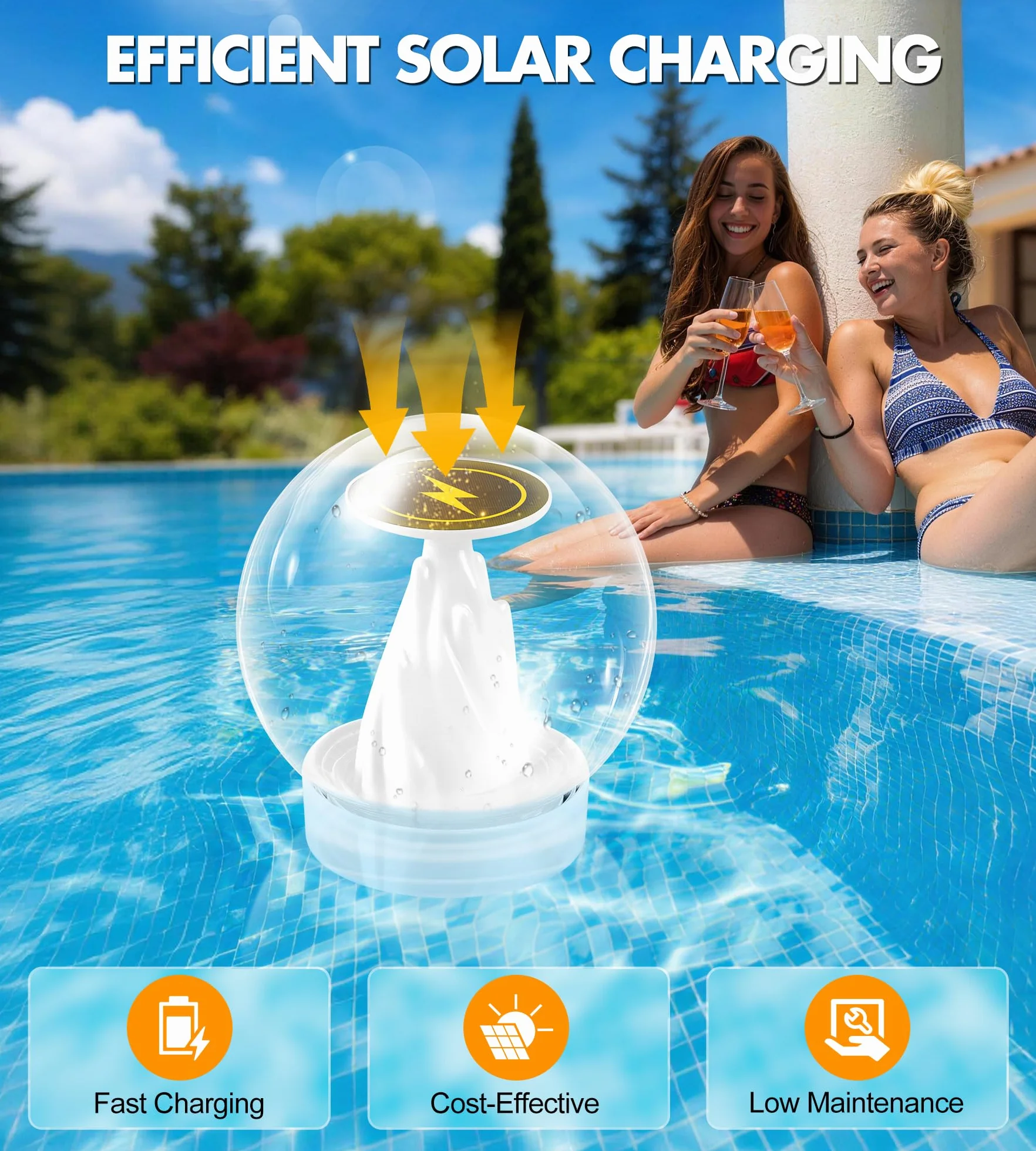 PoolLeader Lampe Solaire Flottante Piscine LED Effet Flamme IP68 2 Pièces