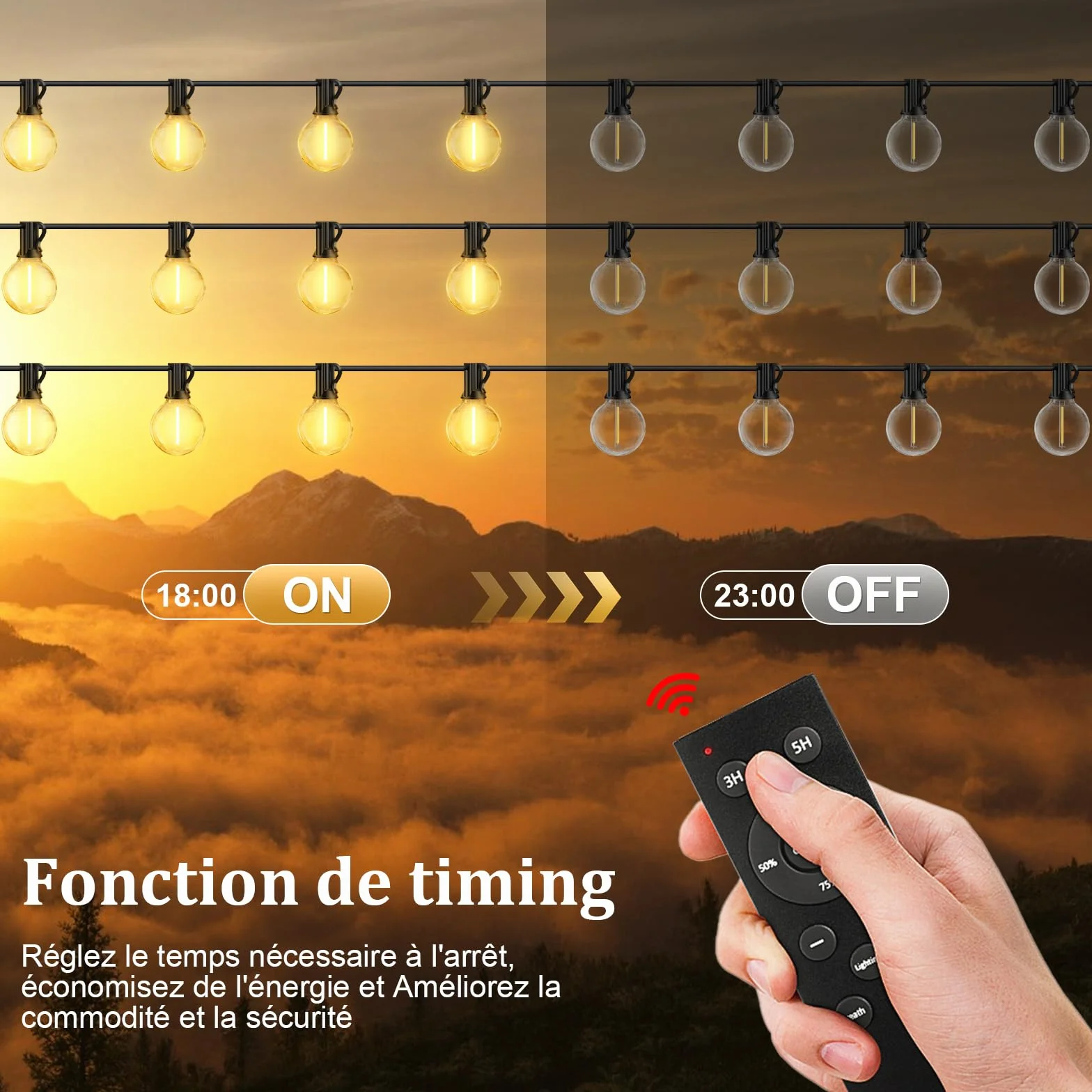 Guirlande Lumineuse Exterieur 20M G40 LED IP44 Imperméable Jardin Terrasse