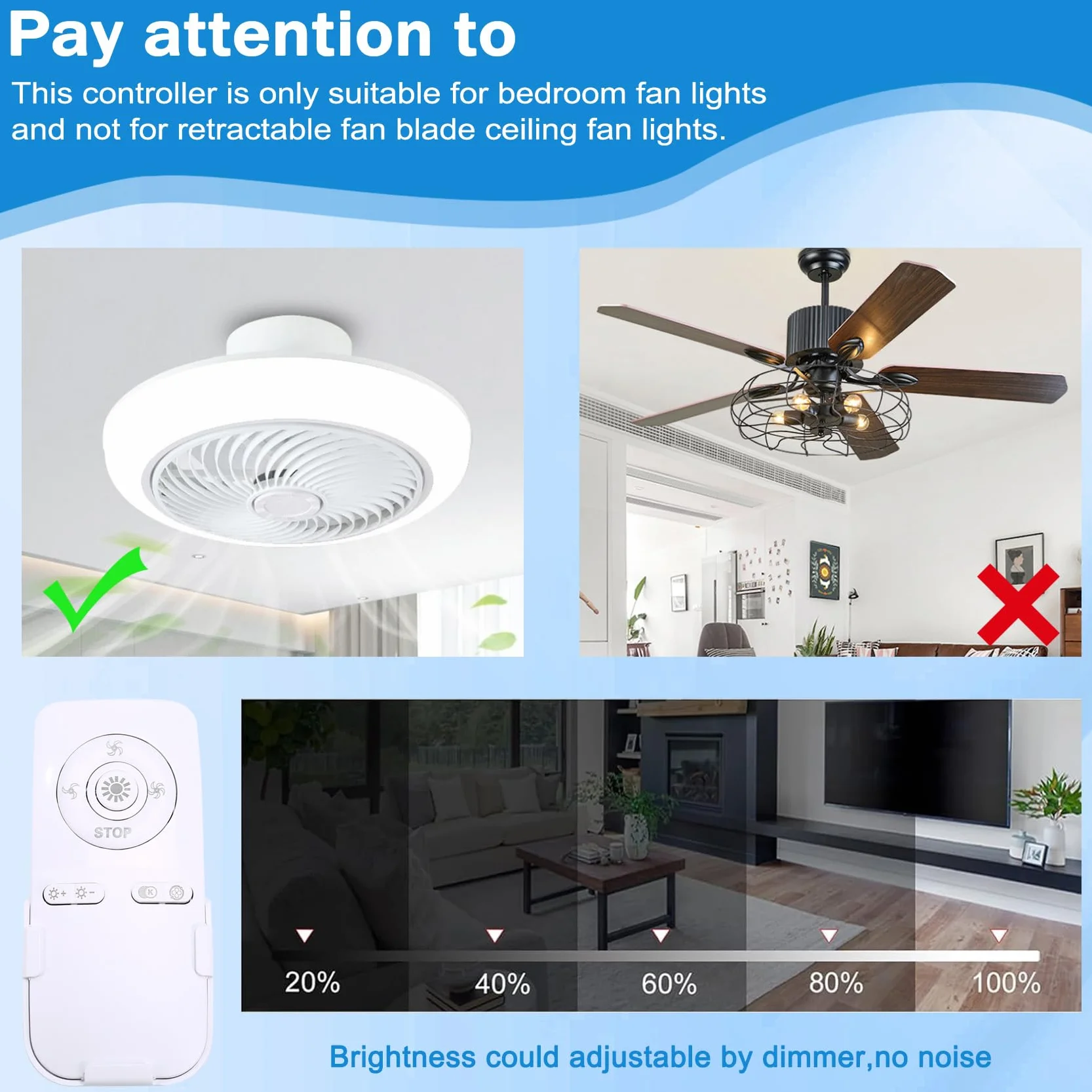 Ventilateur de Plafond avec Lumière Télécommande 100 W Accessoires 30-50 W x 2