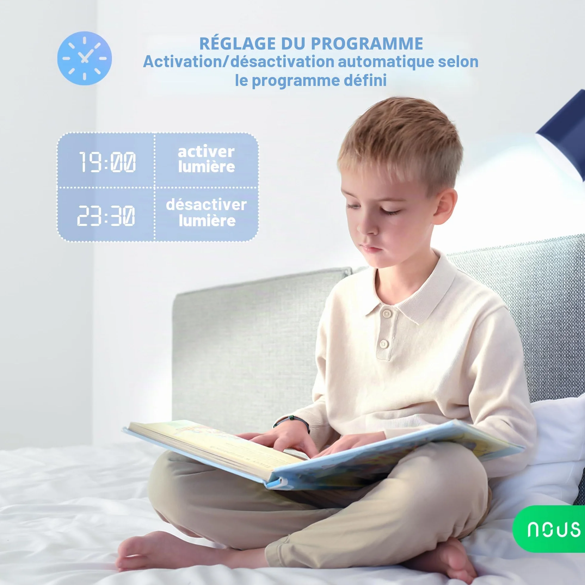 NOUS E27 RGB LED Ampoule Connectée WiFi Dimmable, Compatible Alexa Google Home