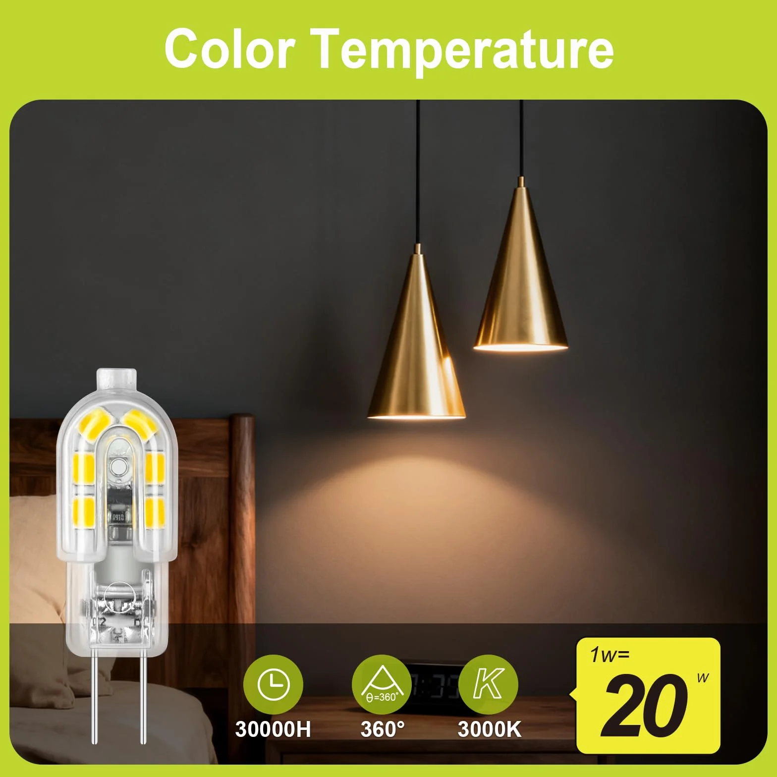 GY Ampoule G4 LED 1W Équivalent 20W 173LM Blanc Chaud 3000K 12V AC/DC Non-Dimmable Lot de 6