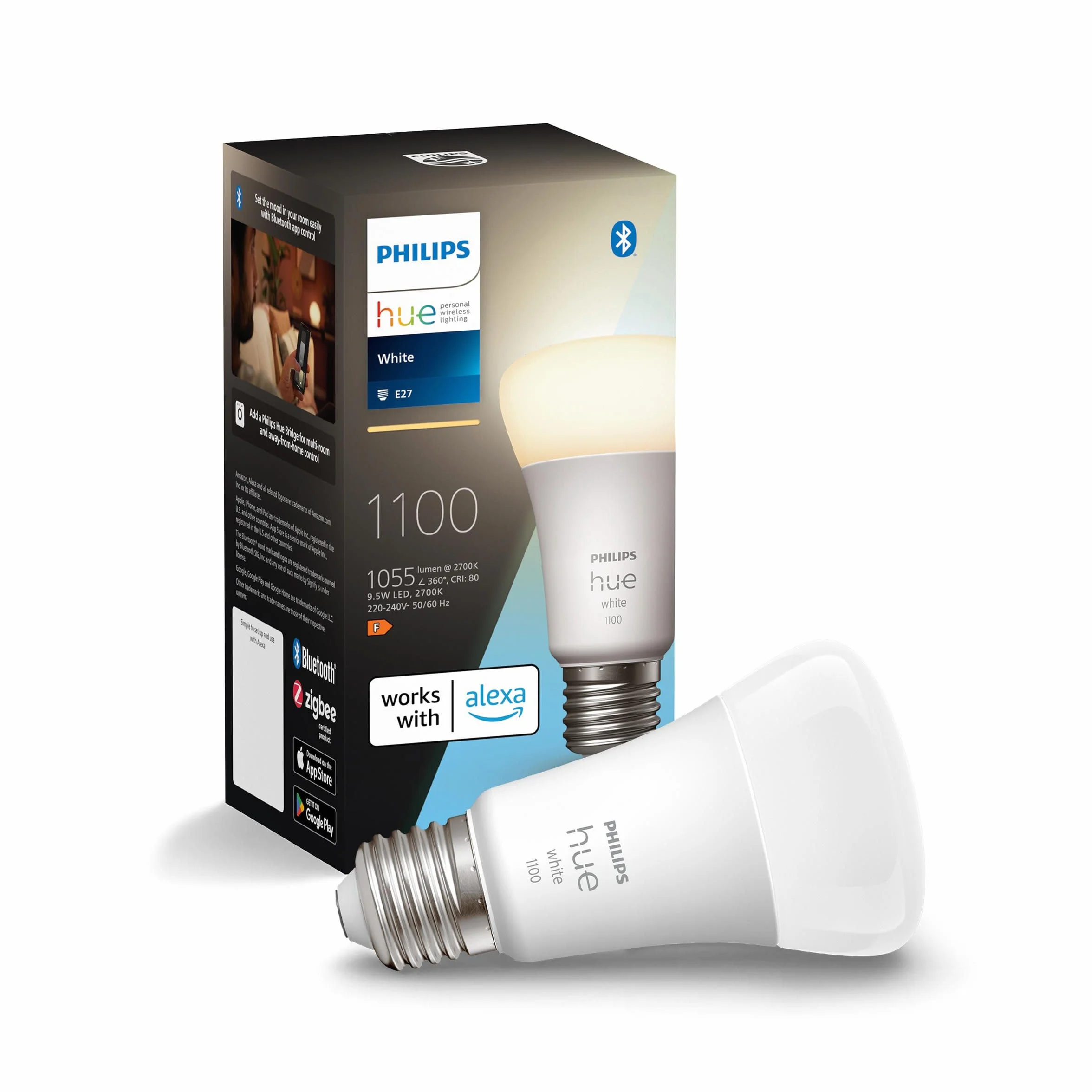 Philips Hue White E27 ampoule 1055lm dimmable lumière blanche chaude compatible Alexa