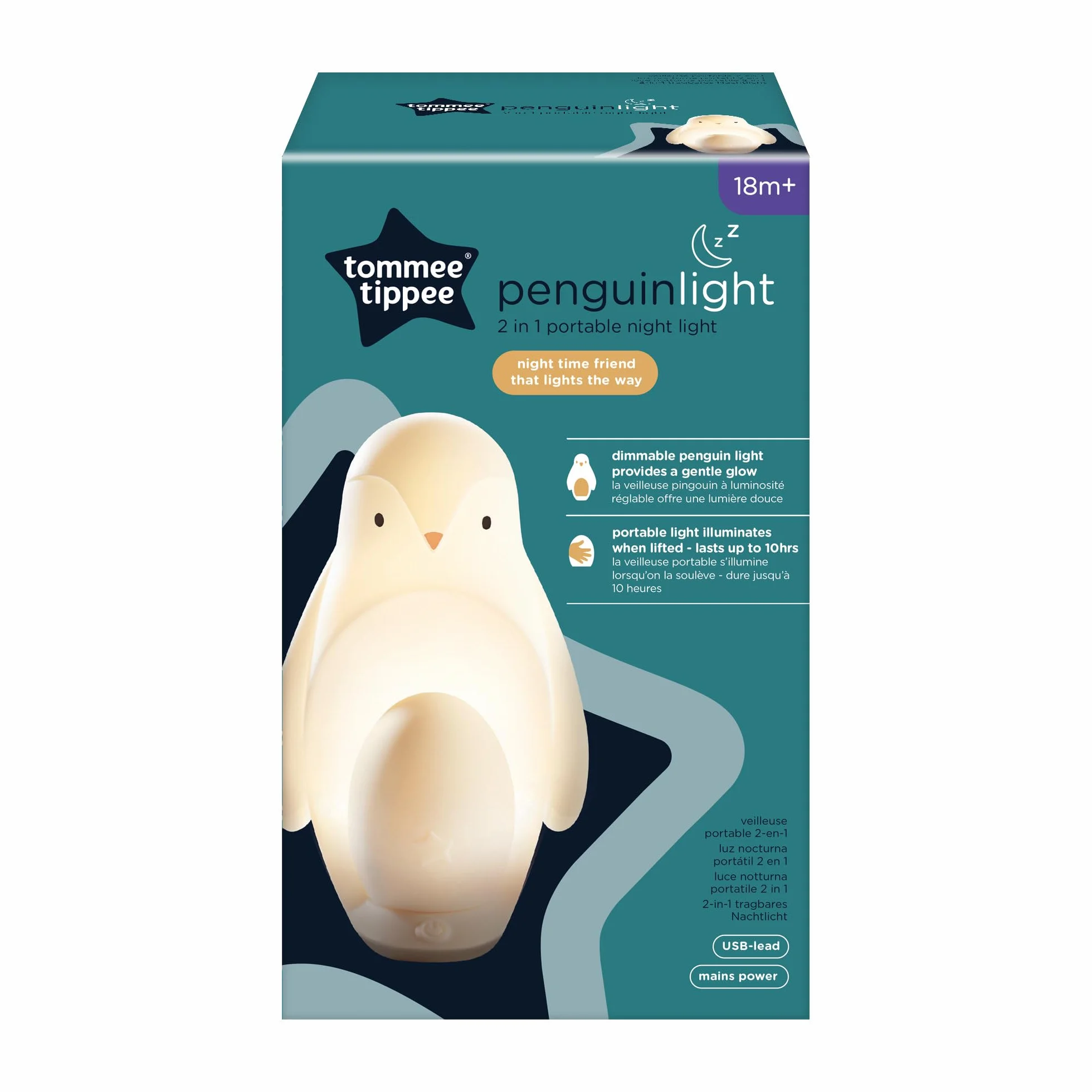 Tommee Tippee Veilleuse Pingouin nomade œuf portatif silicone doux aide sommeil