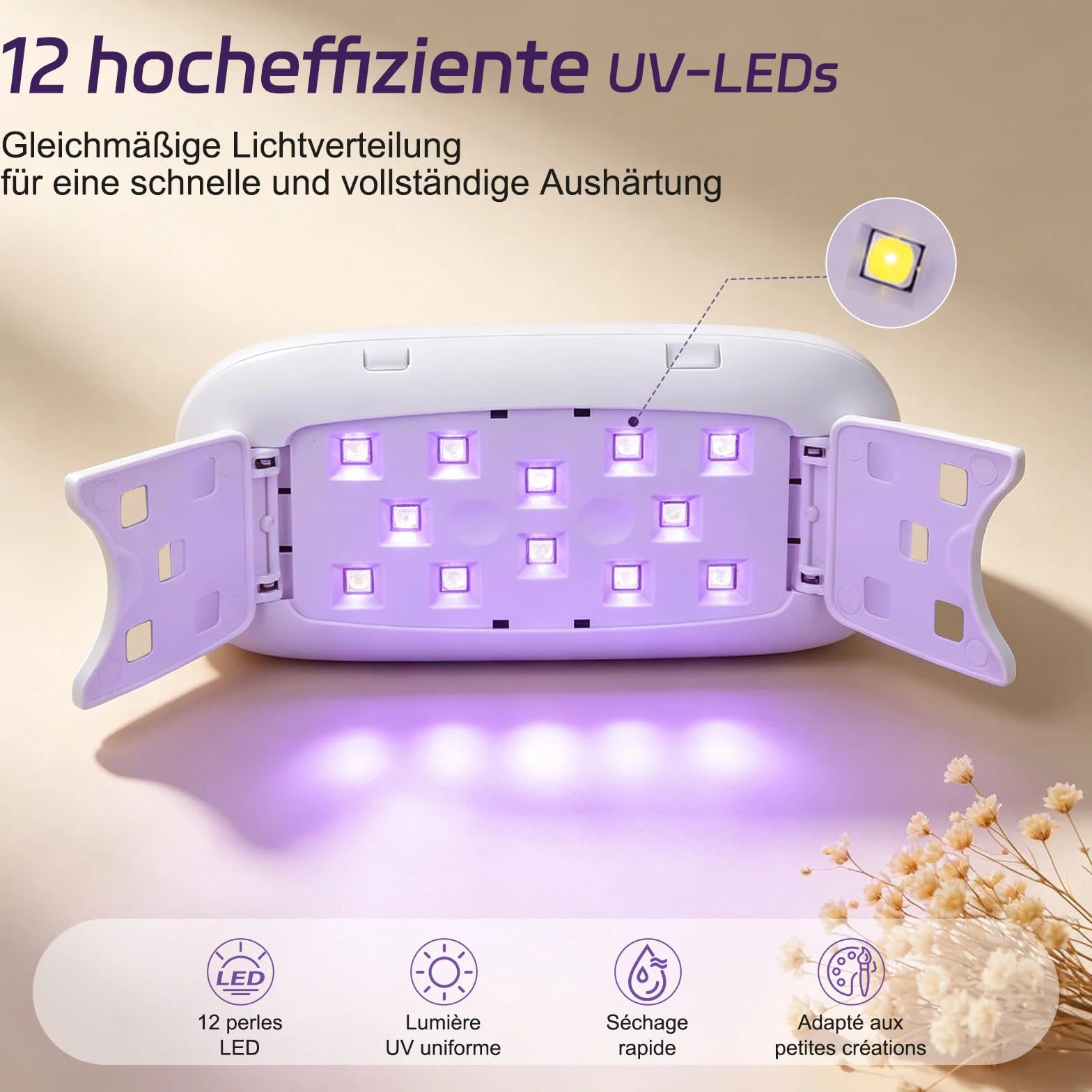 Lampe UV pour Résine 36W Mini Portable USB 12 LED Pliable Compatible Résine Époxy UV DIY Nail Art Modélisme