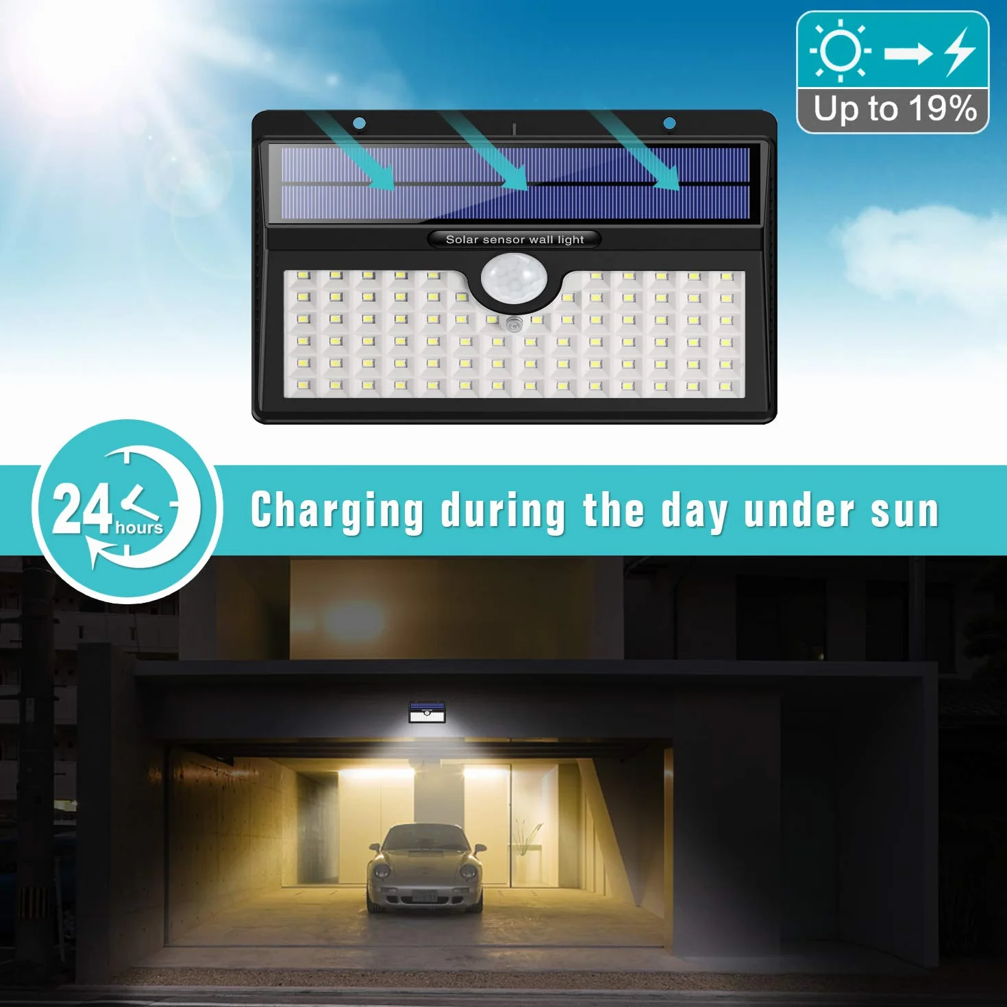 Lampe Solaire Extérieur 78 LED 180° Détecteur de Mouvement Éclairage Étanche Sans Fil