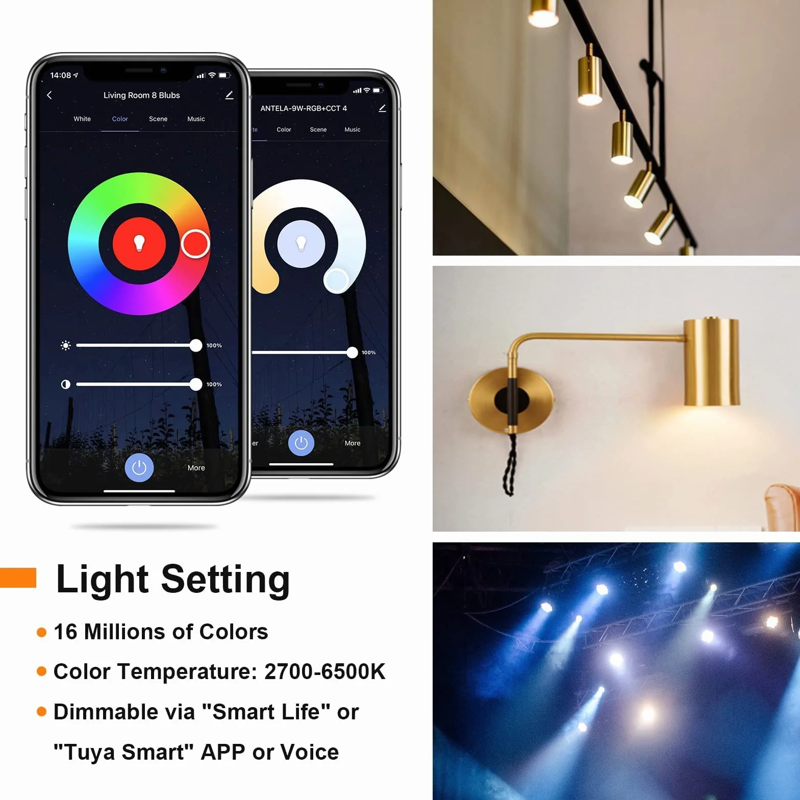 ANTELA Ampoule Connectée GU10 WiFi 5W 400LM LED RGB 2700K-6500K Compatible Alexa Google Home 4PCs
